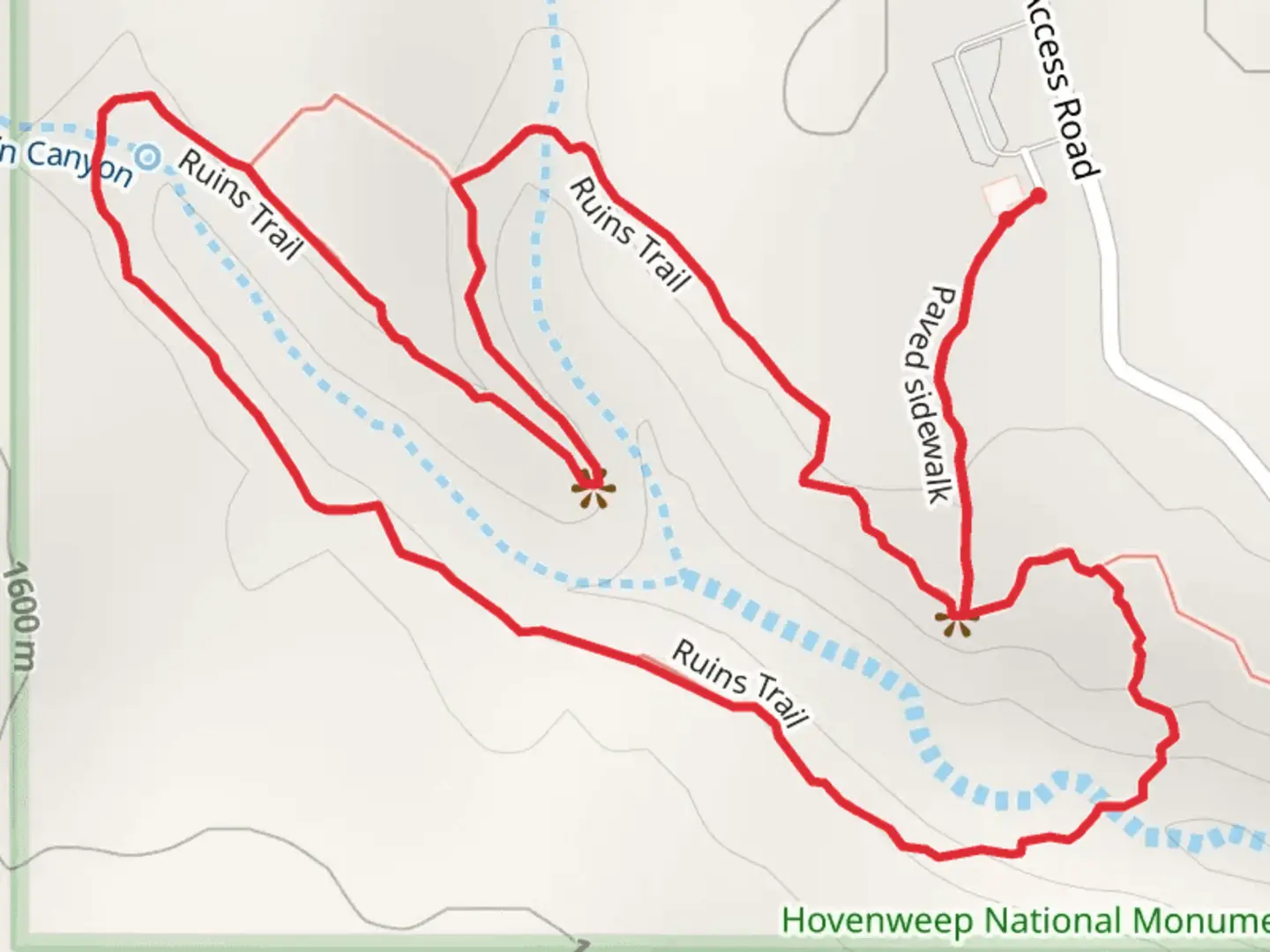 An image depicting the trail Ruins Trail and its surrounding area.