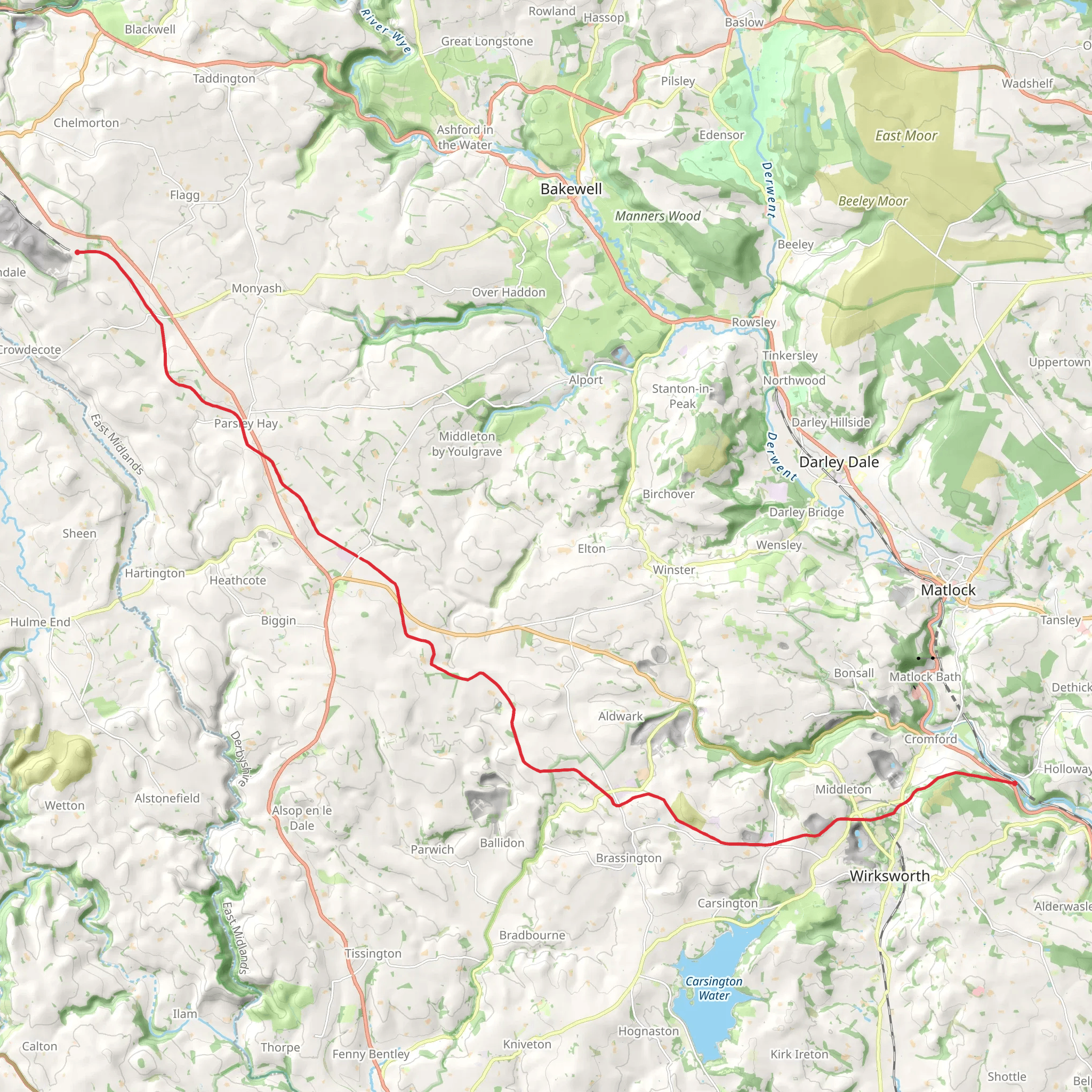 High Peak Trail mobile static map
