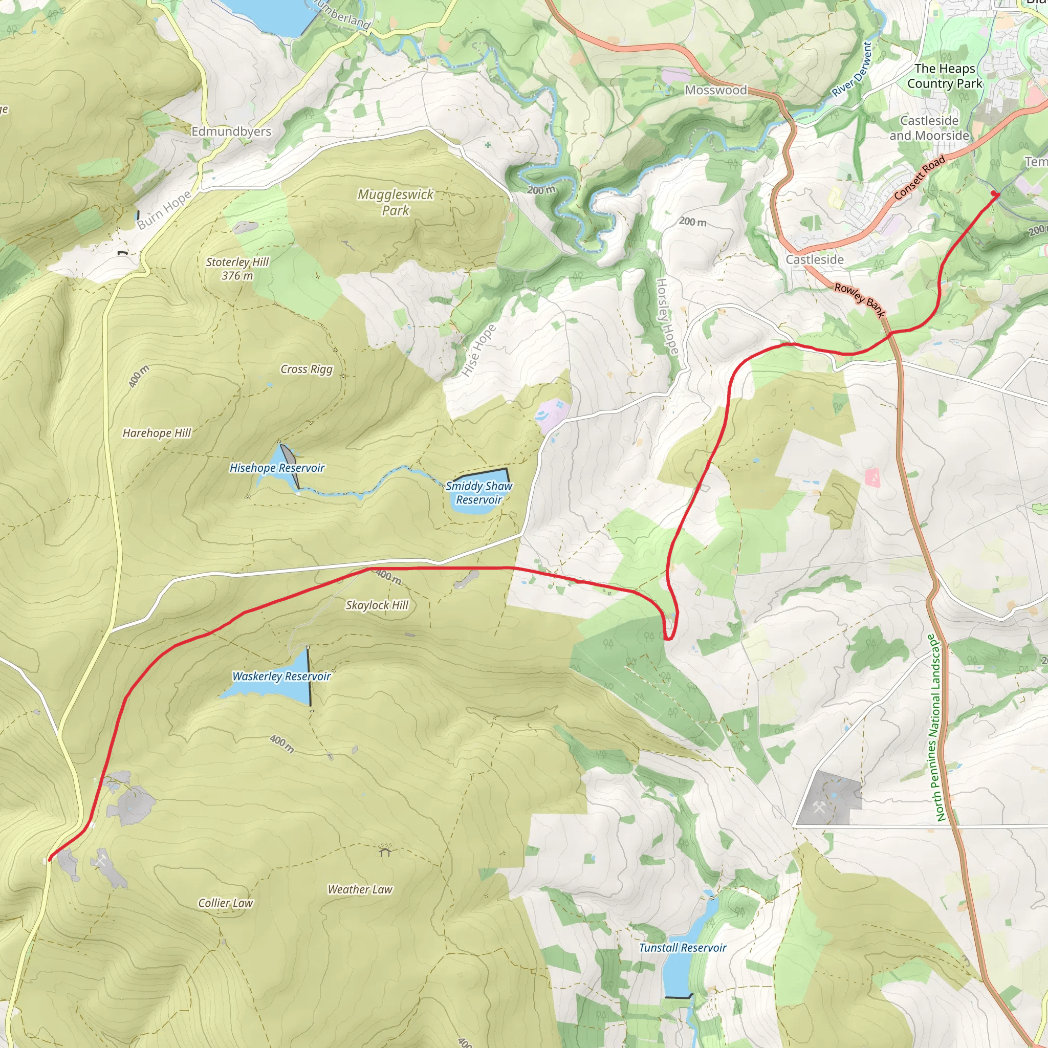 Waskerley Way Railway Path mobile static map