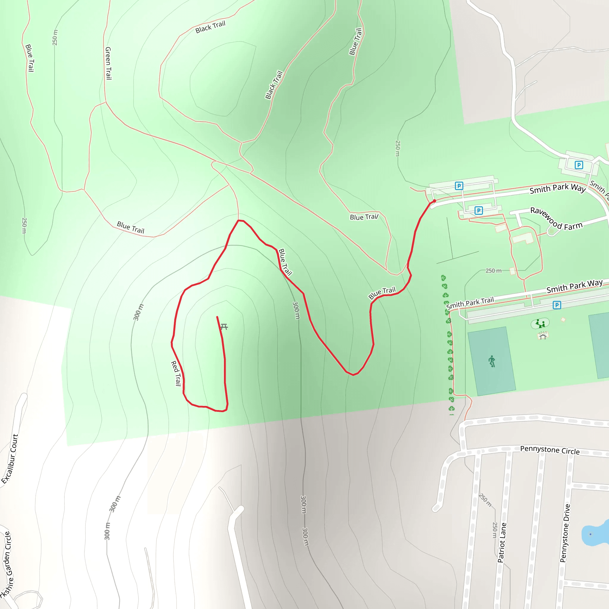Blue and Red Trail mobile static map
