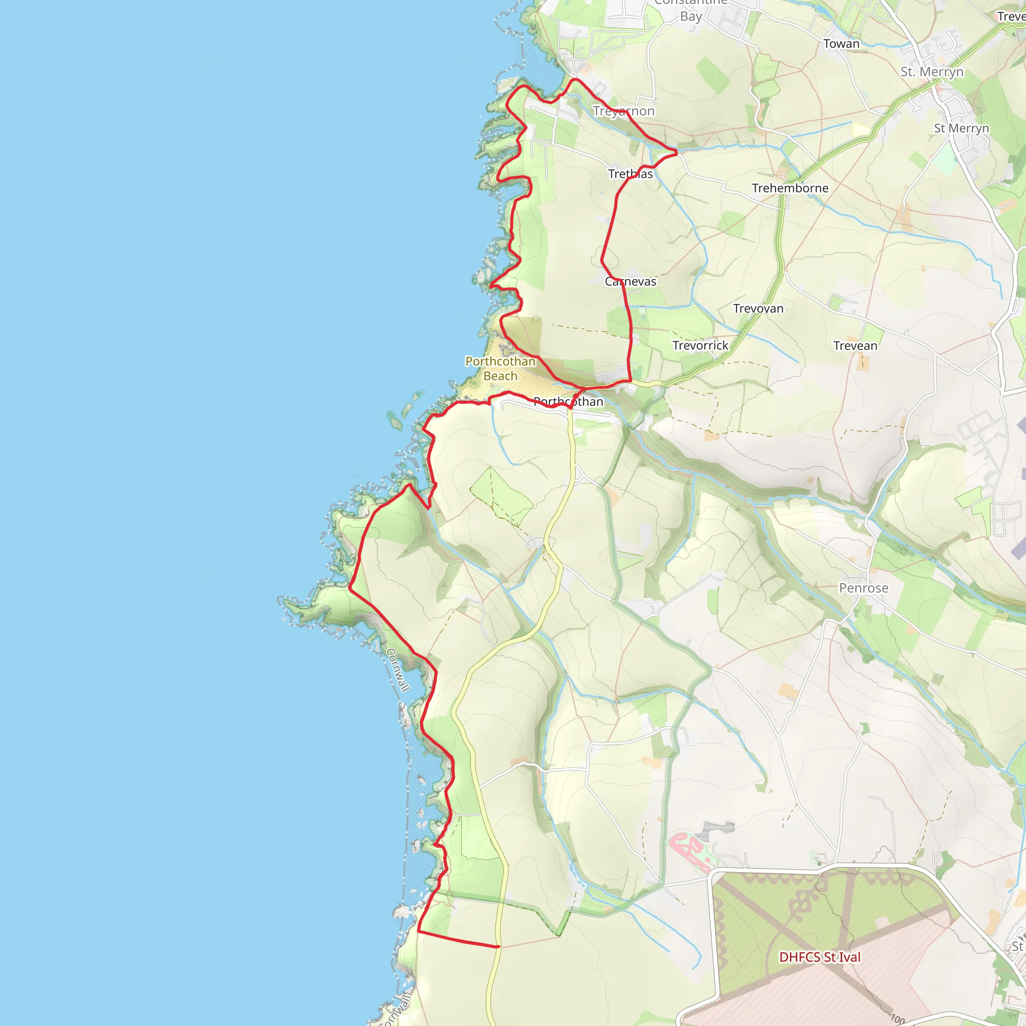 Carnevas to Bedruthan Steps Walk mobile static map