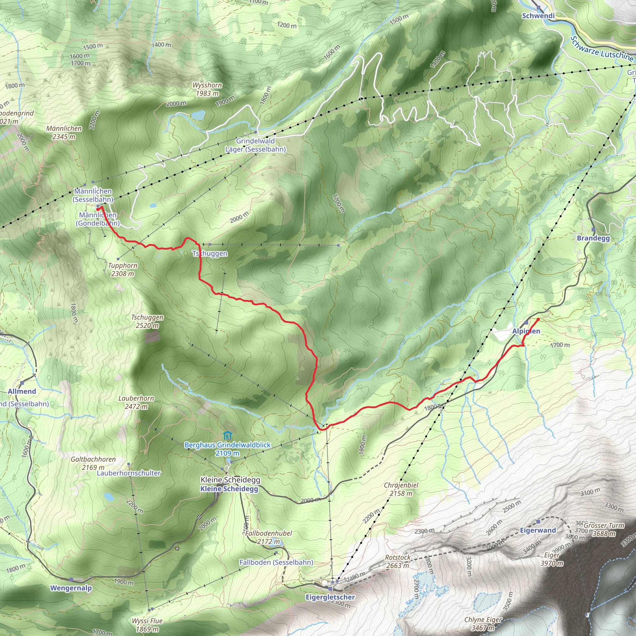 Romantic Trail - Männlichen - Alpiglen No 35 mobile static map