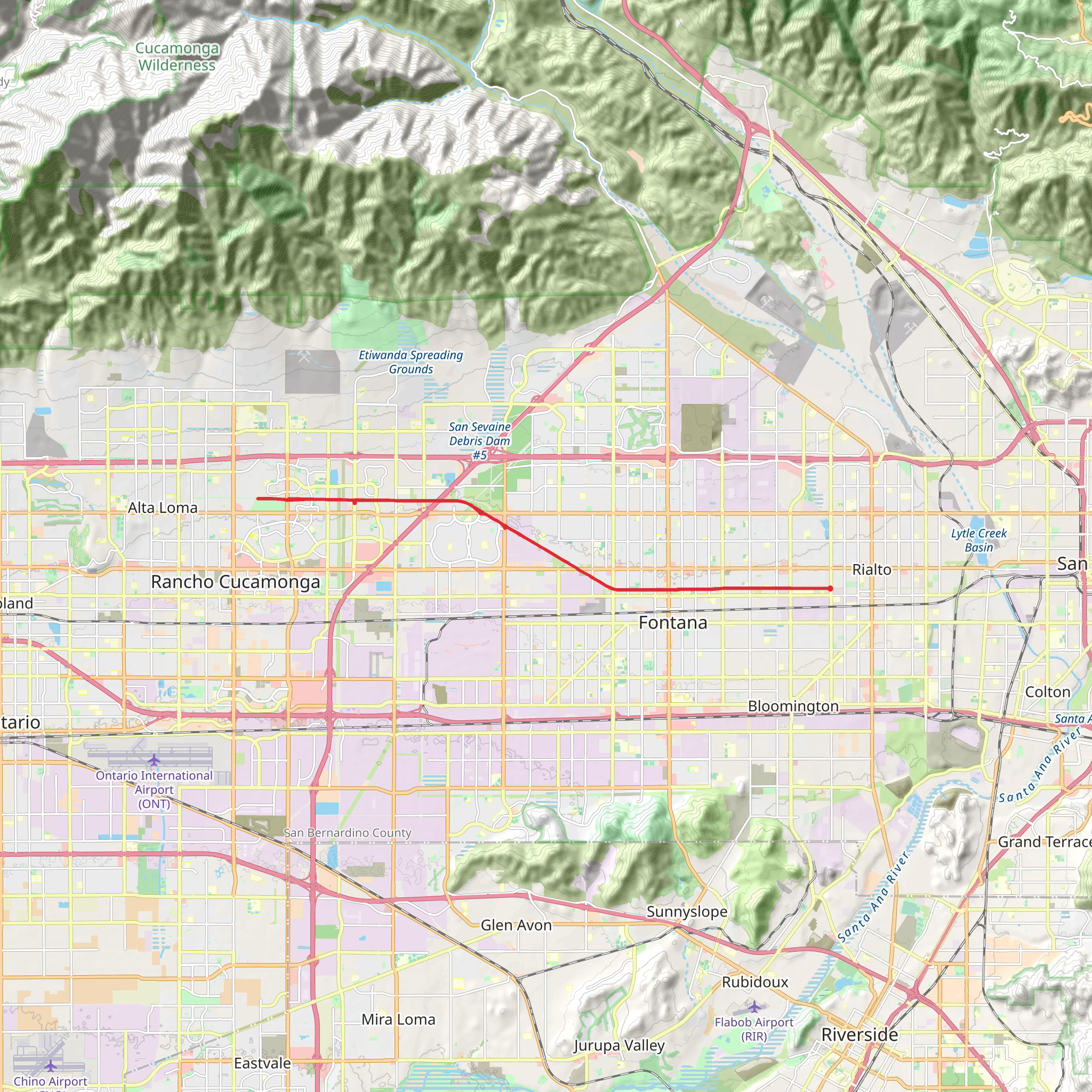 Pacific Electric Trail Out and Back mobile static map