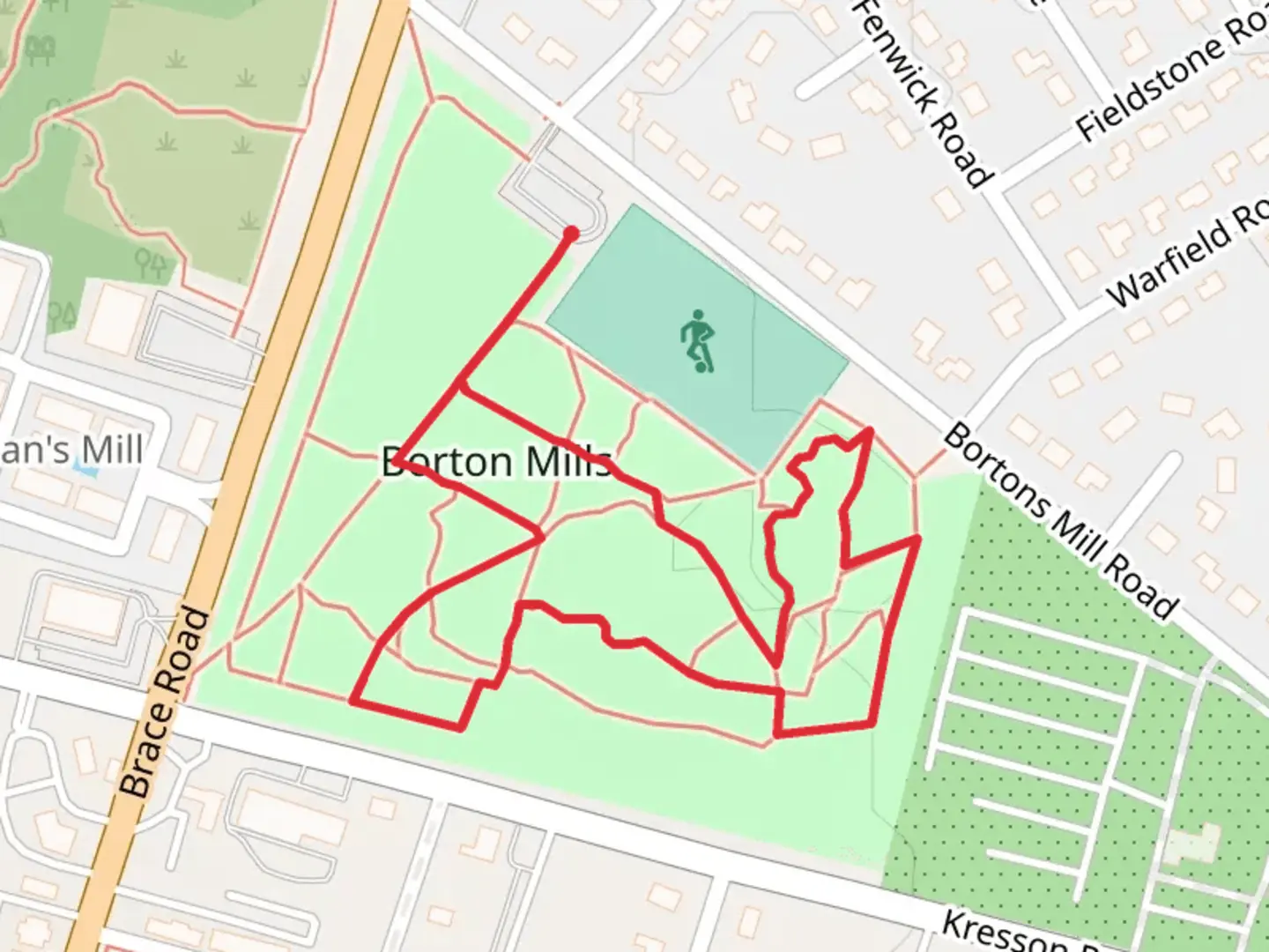 An image depicting the trail Bortons Mill Road Loop and its surrounding area.