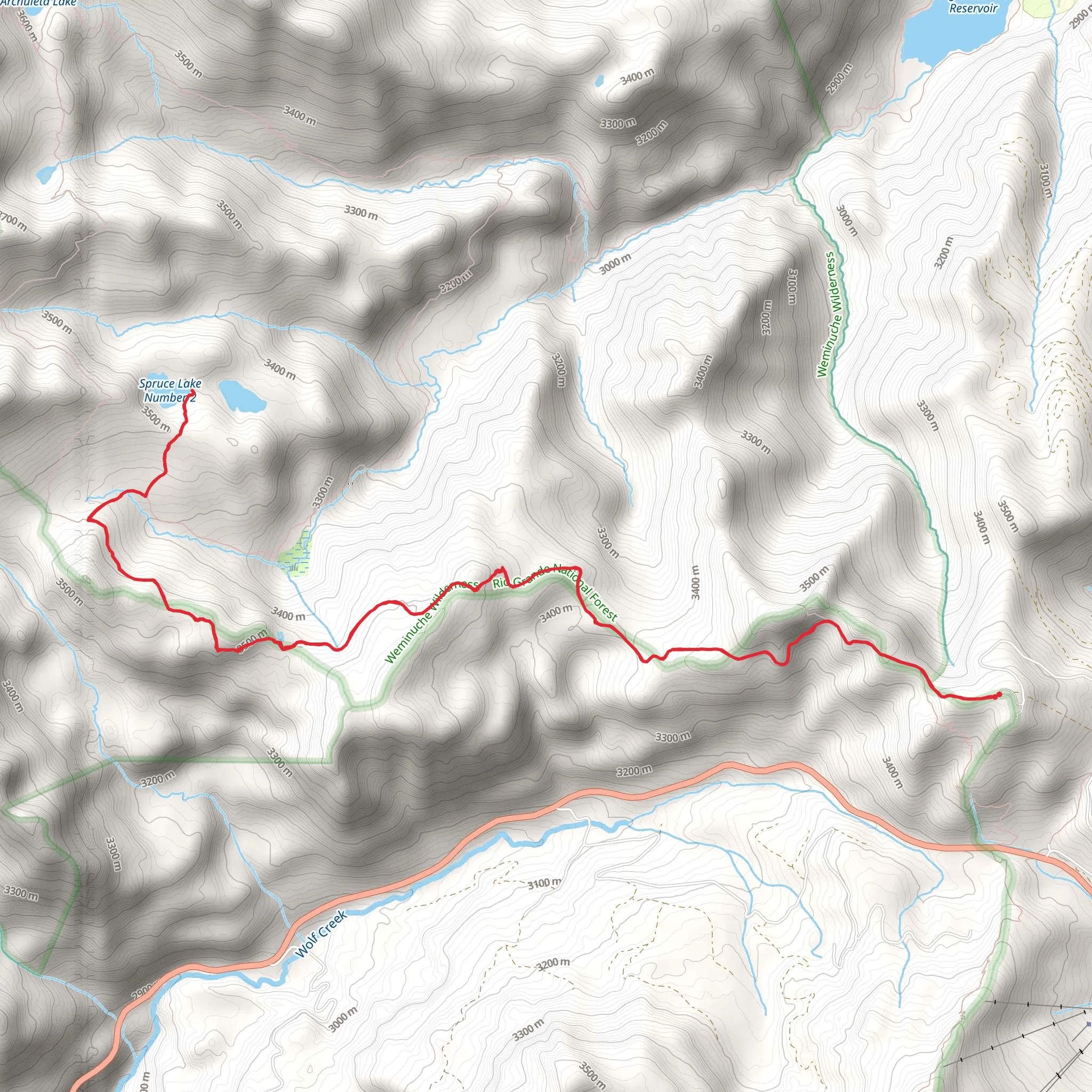 Spruce Lakes via Continental Divide NST Trail mobile static map