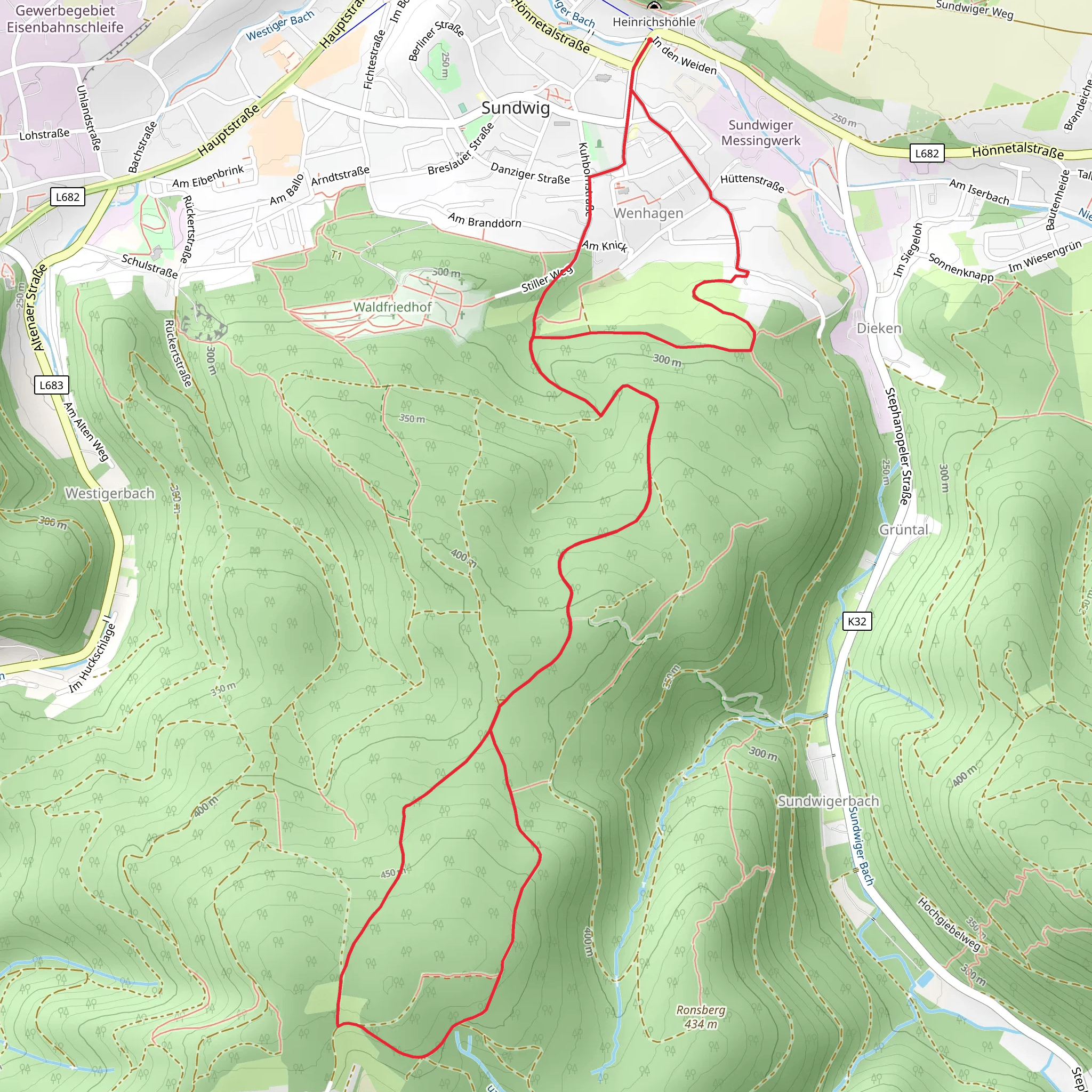 Hemer Sundwig Rundweg and Westig Sommerseite mobile static map