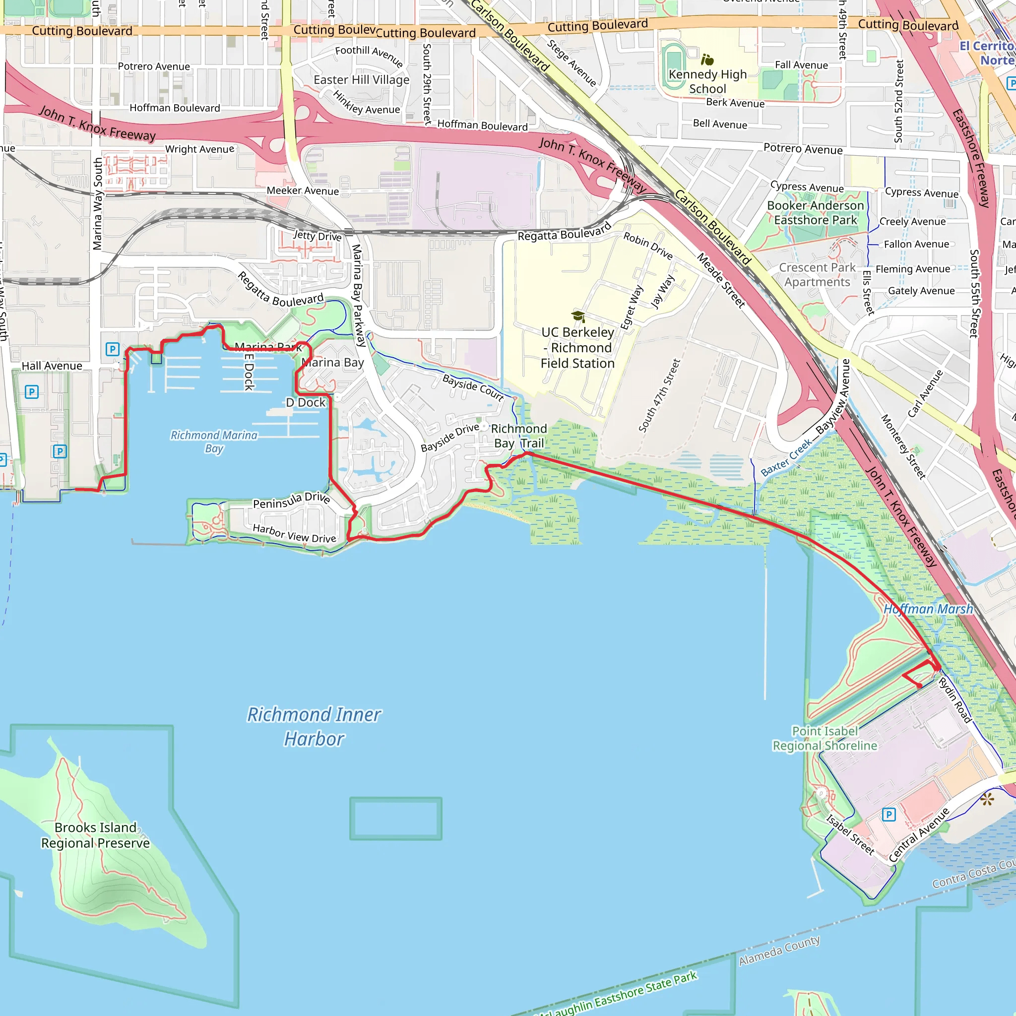 Richmond Inner Harbor and Richmond Marina Bay Shore Trail mobile static map