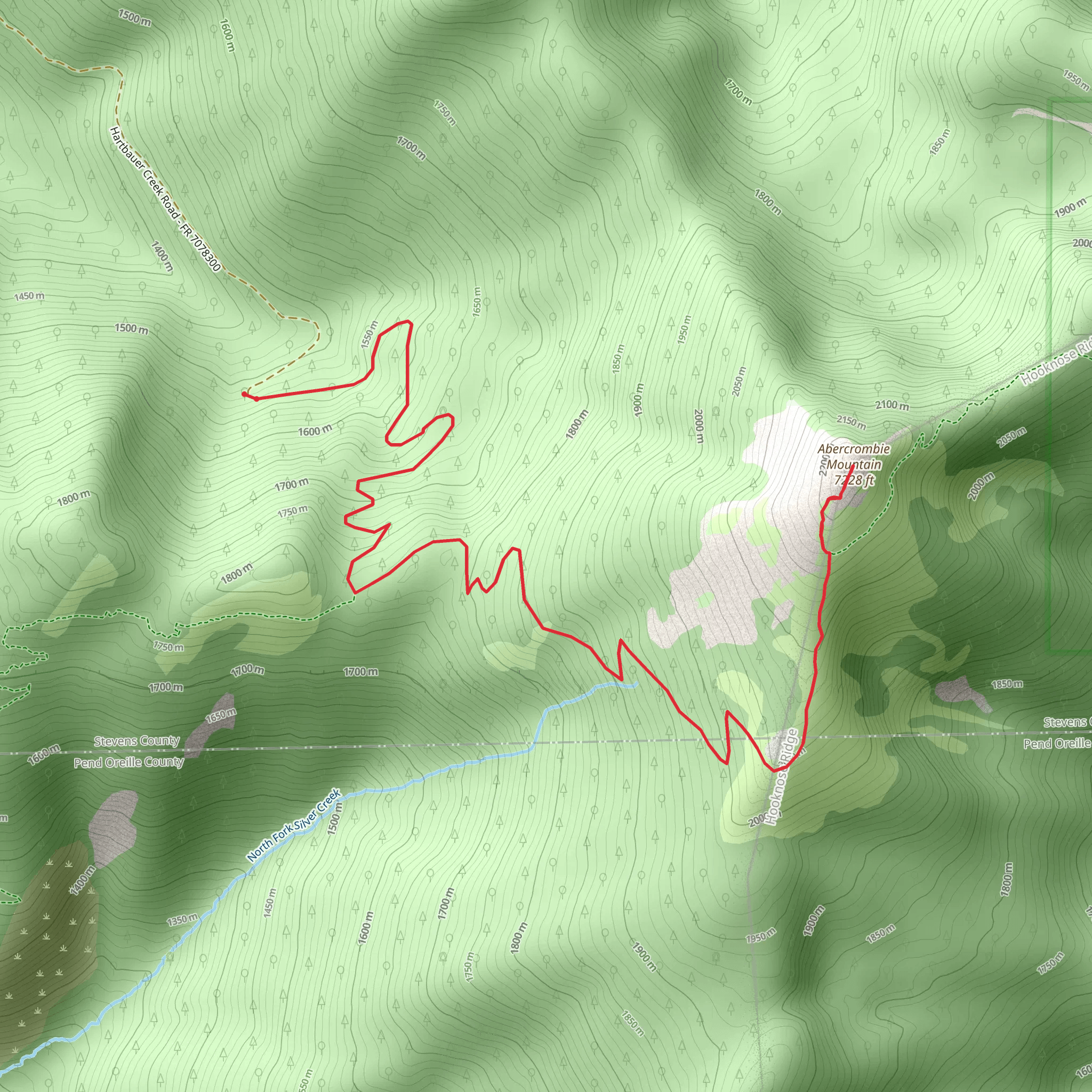 Abercrombie Mountain Trail mobile static map