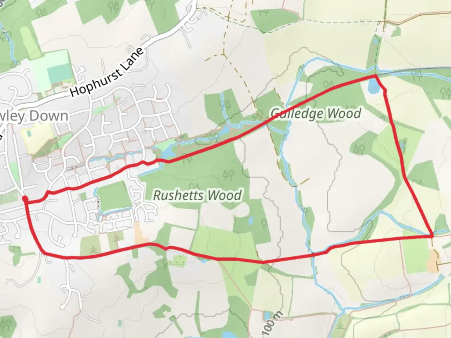 An image depicting the trail Hazel Way and Worth Way Loop and its surrounding area.