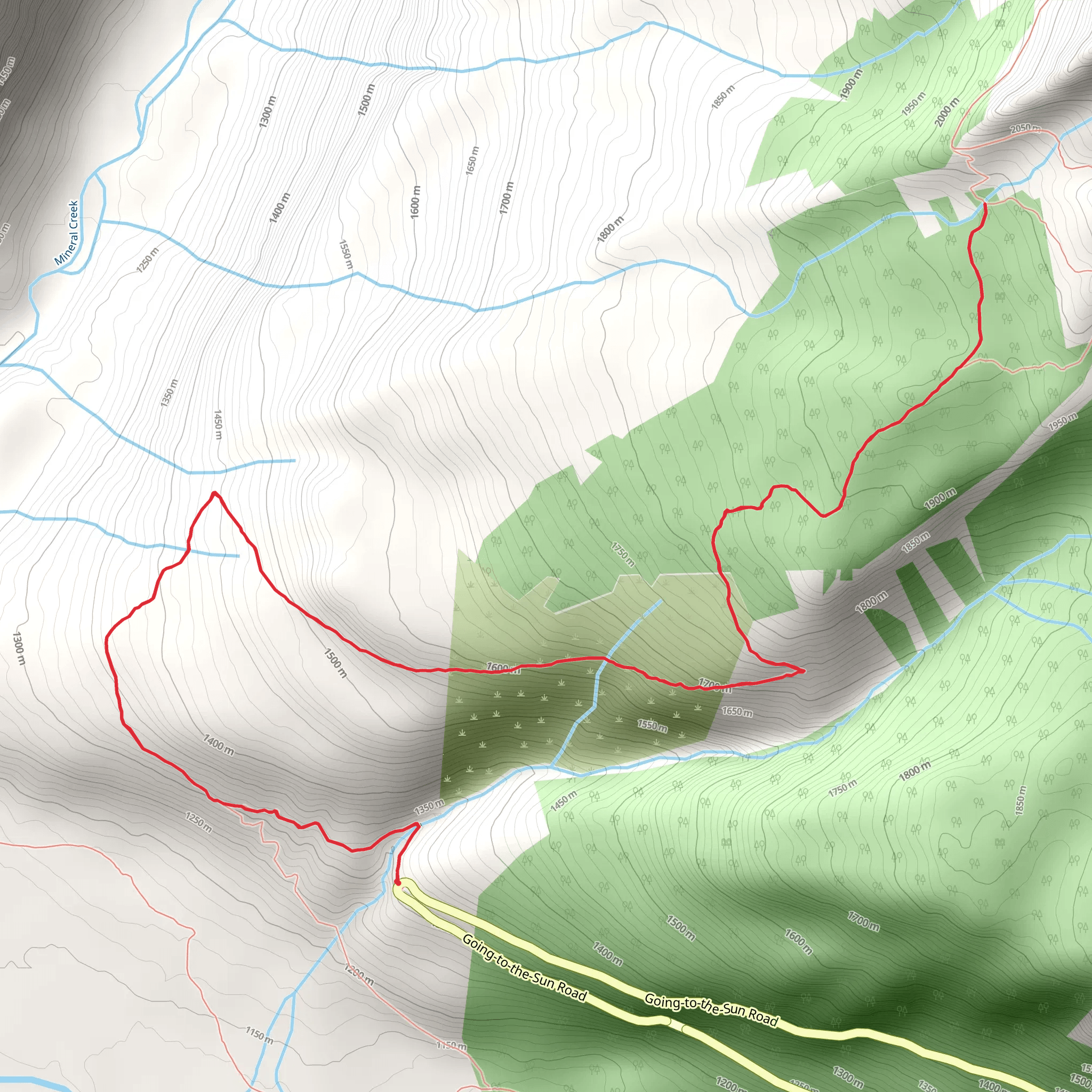 Granite Park Campground Trail via Granite Park Trail mobile static map
