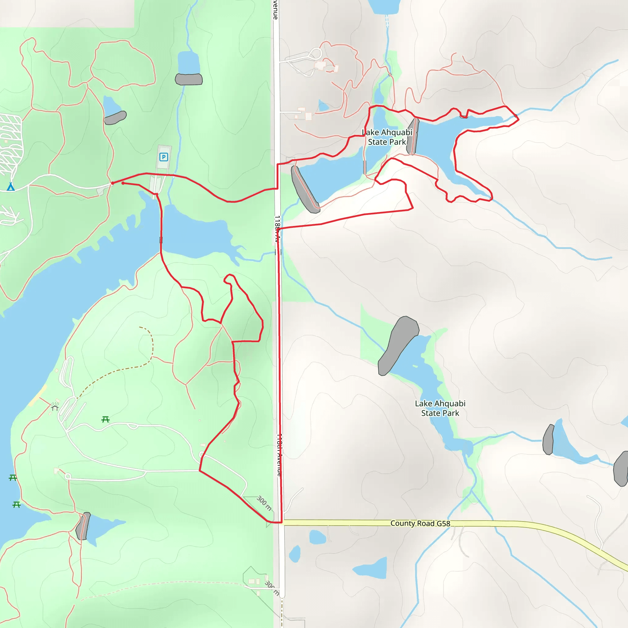 Lake Ahquabi State Park and Lake Ahquabi Loop mobile static map