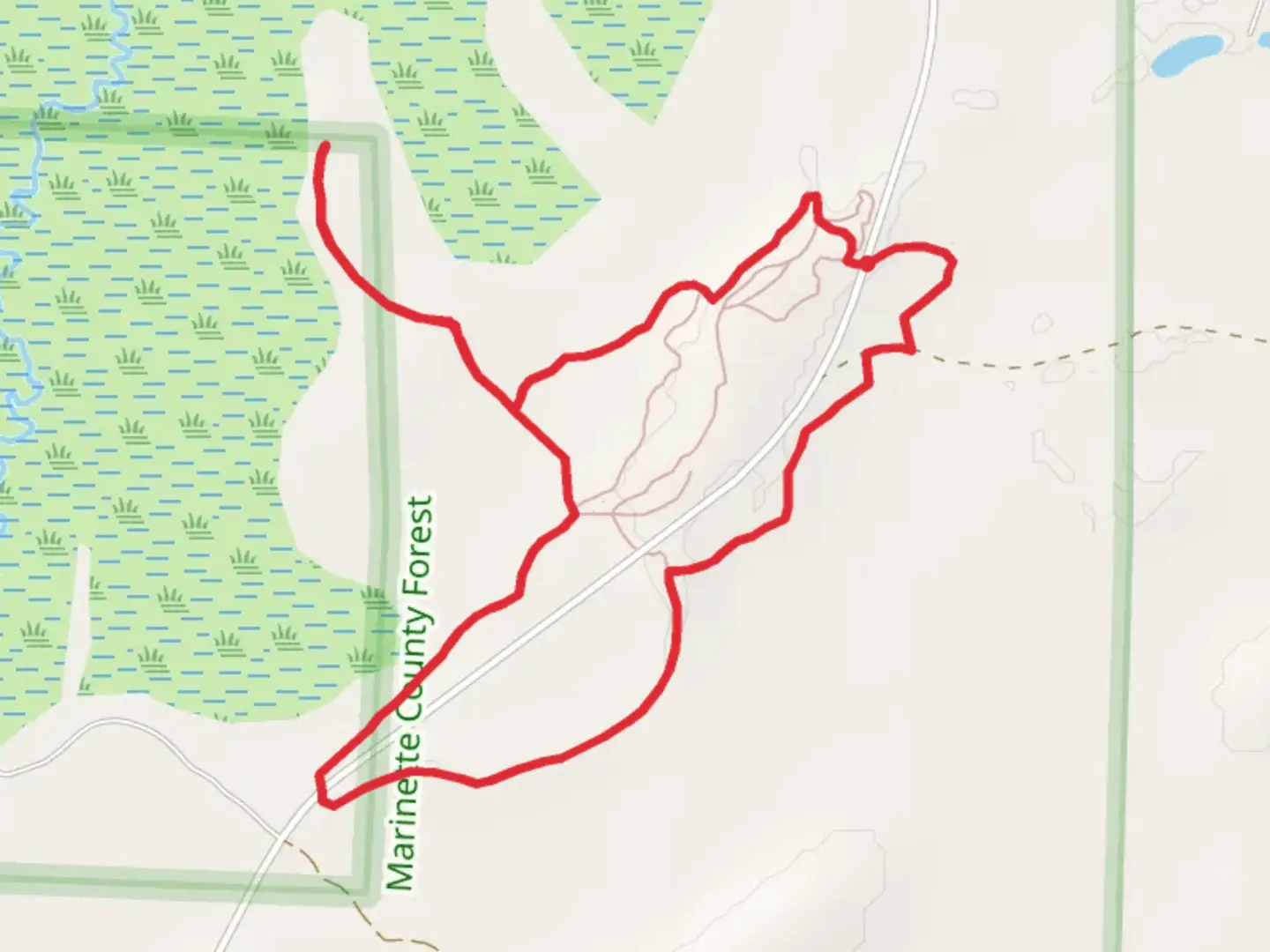 An image depicting the trail Almost Home, Esker Lookout and Balsam Loop and its surrounding area.