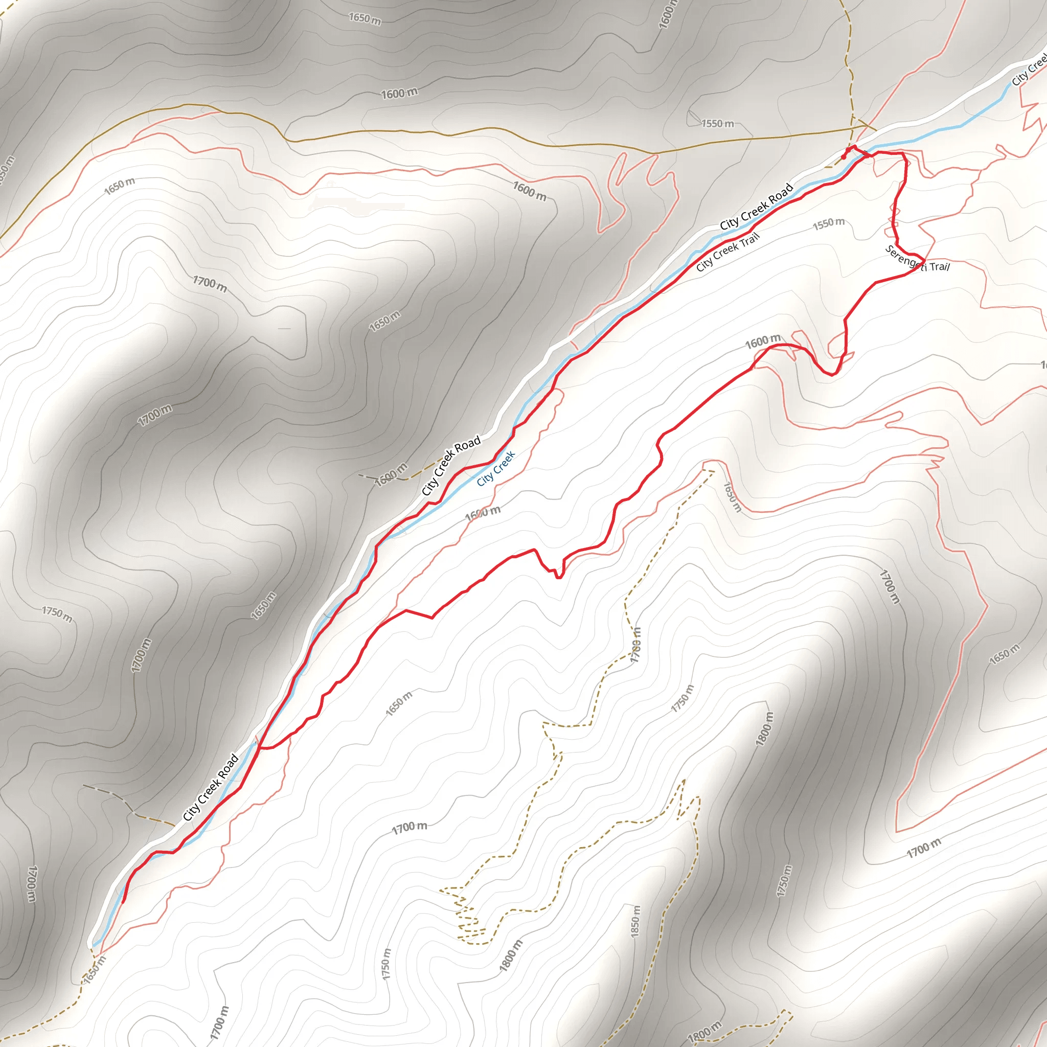 City Creek Out and back mobile static map