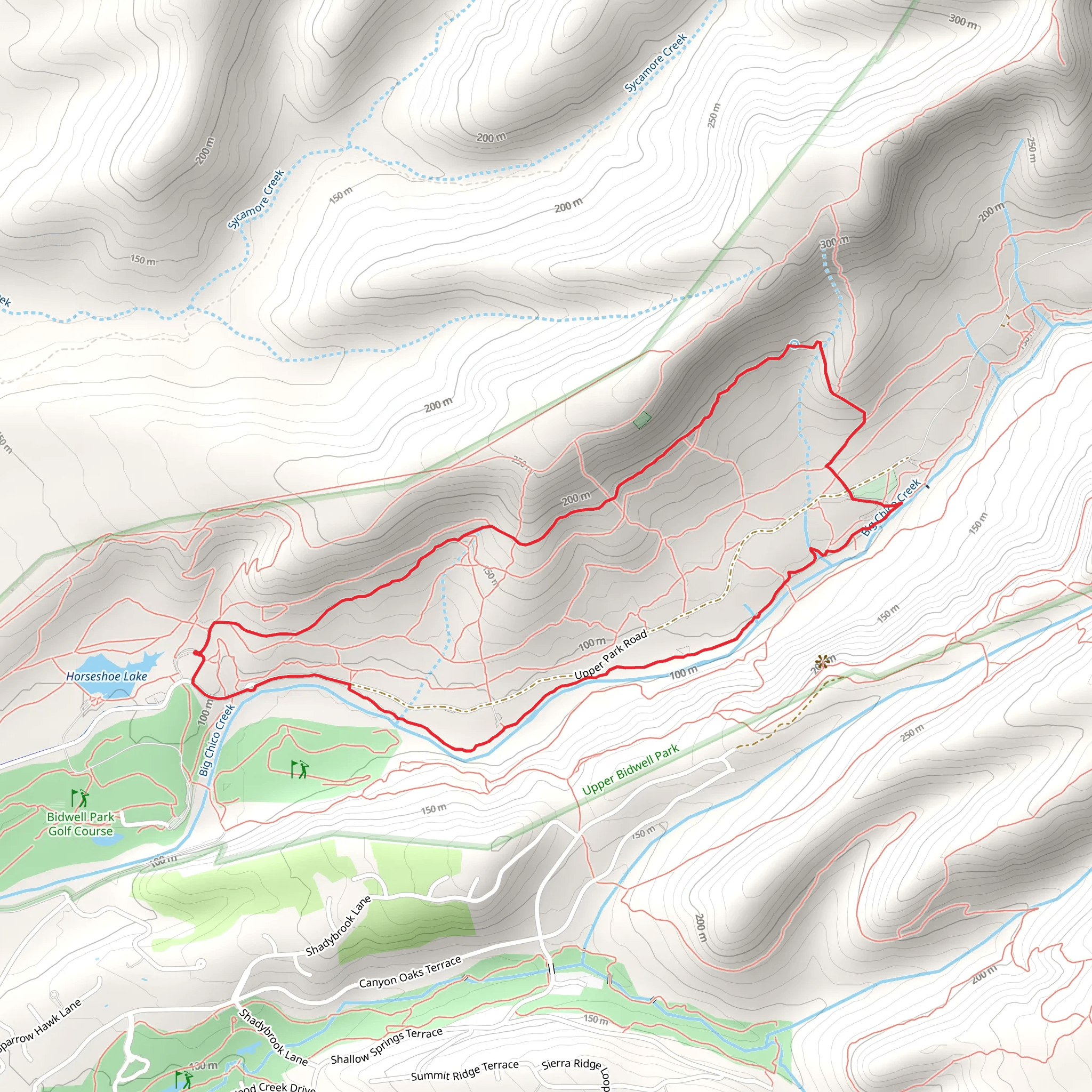 Yahi Trail, Upper Trail and Live Oak Trail Loop mobile static map