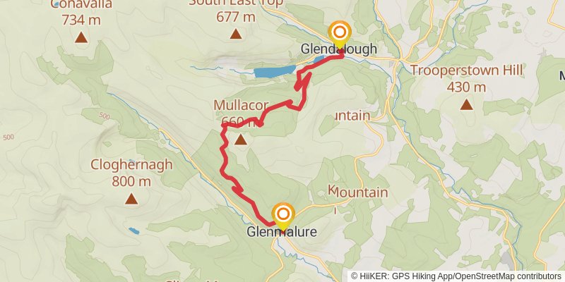 Wicklow Way - 4 Day Dublin to Glenmalure stage 4 Map