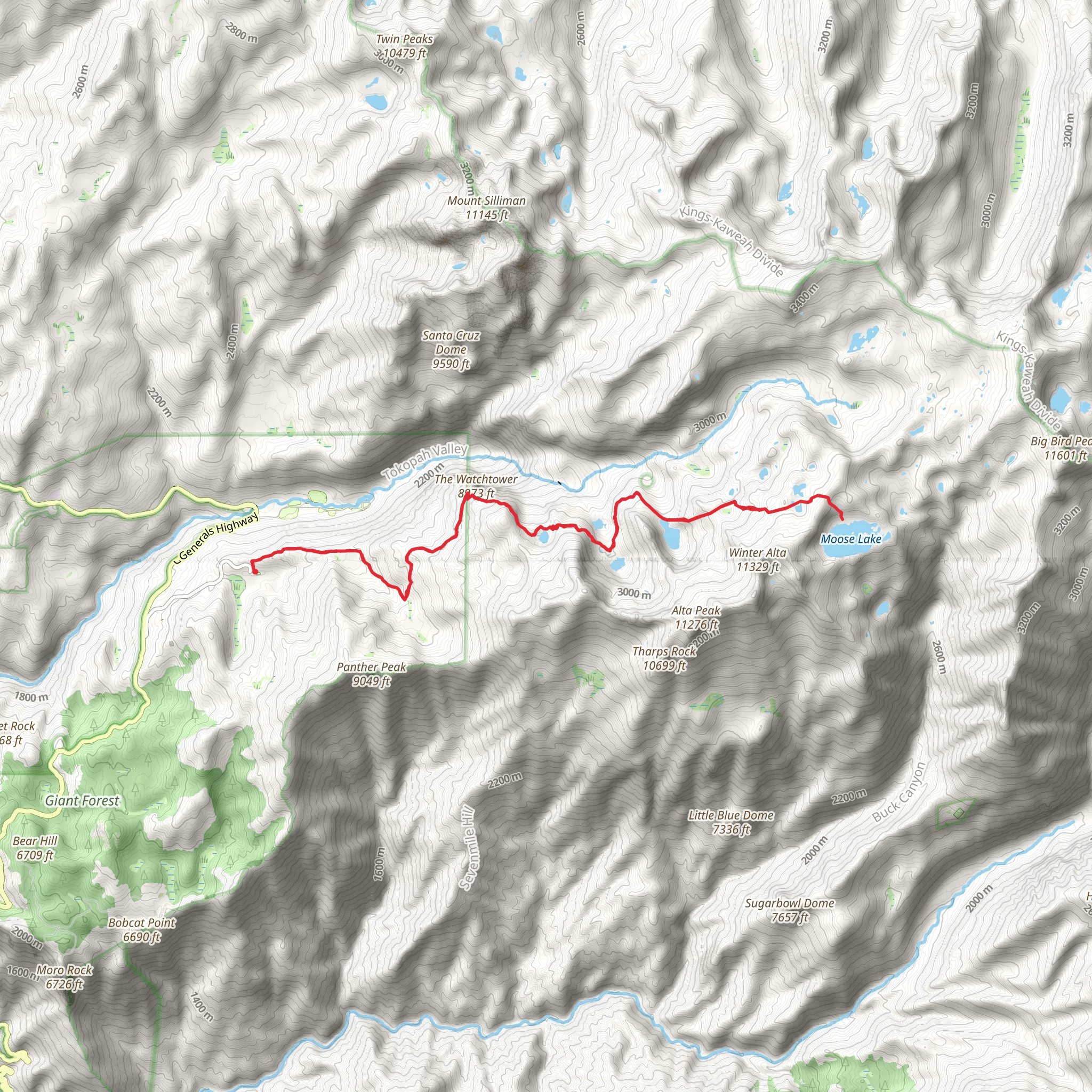 Pear Lake and Moose Lake via Lakes Trail mobile static map