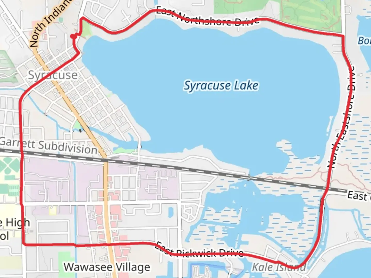 An image depicting the trail Syracuse Lake Loop Syracuse - Wawasee Trail and its surrounding area.