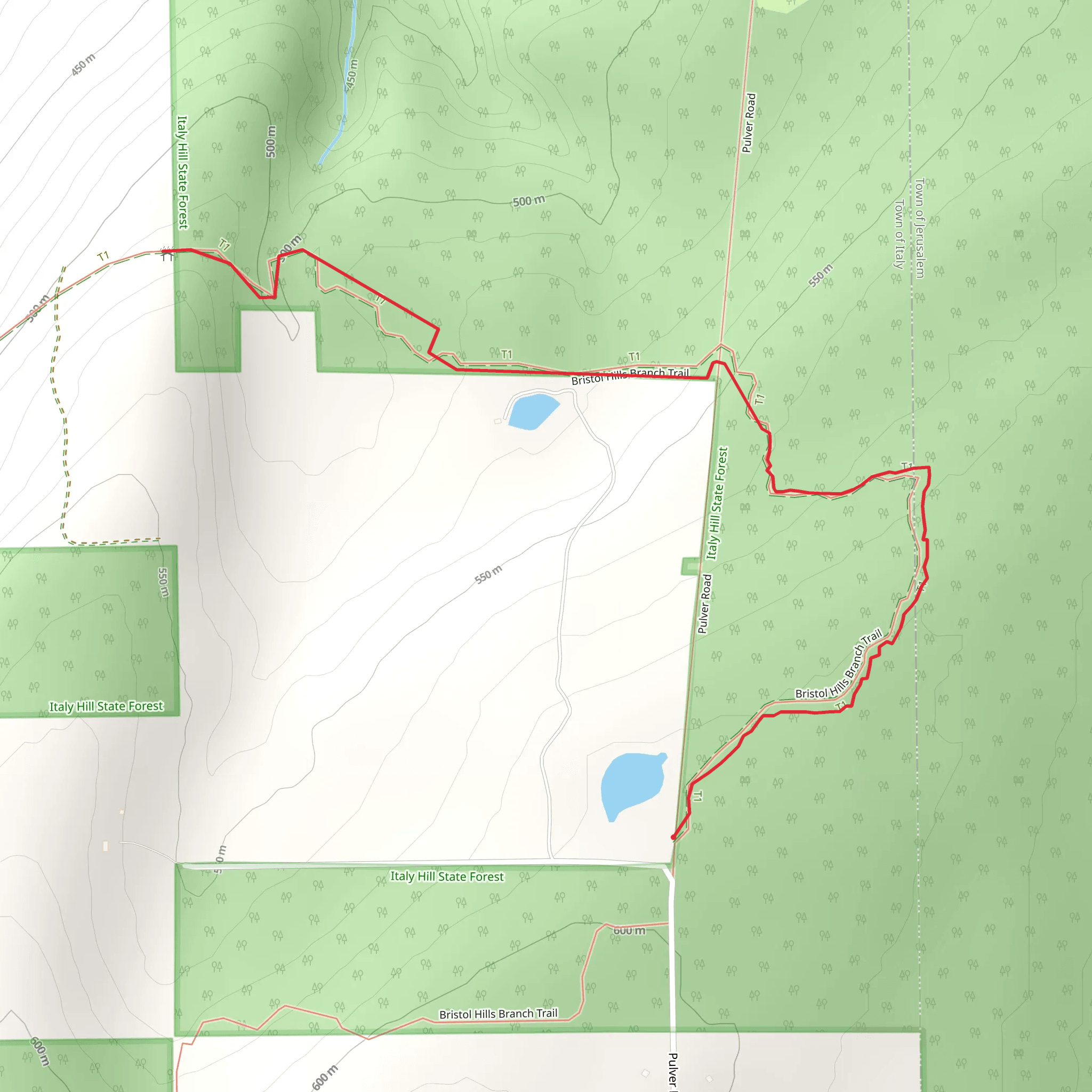 Italy Hills Trail from Pulver Road mobile static map