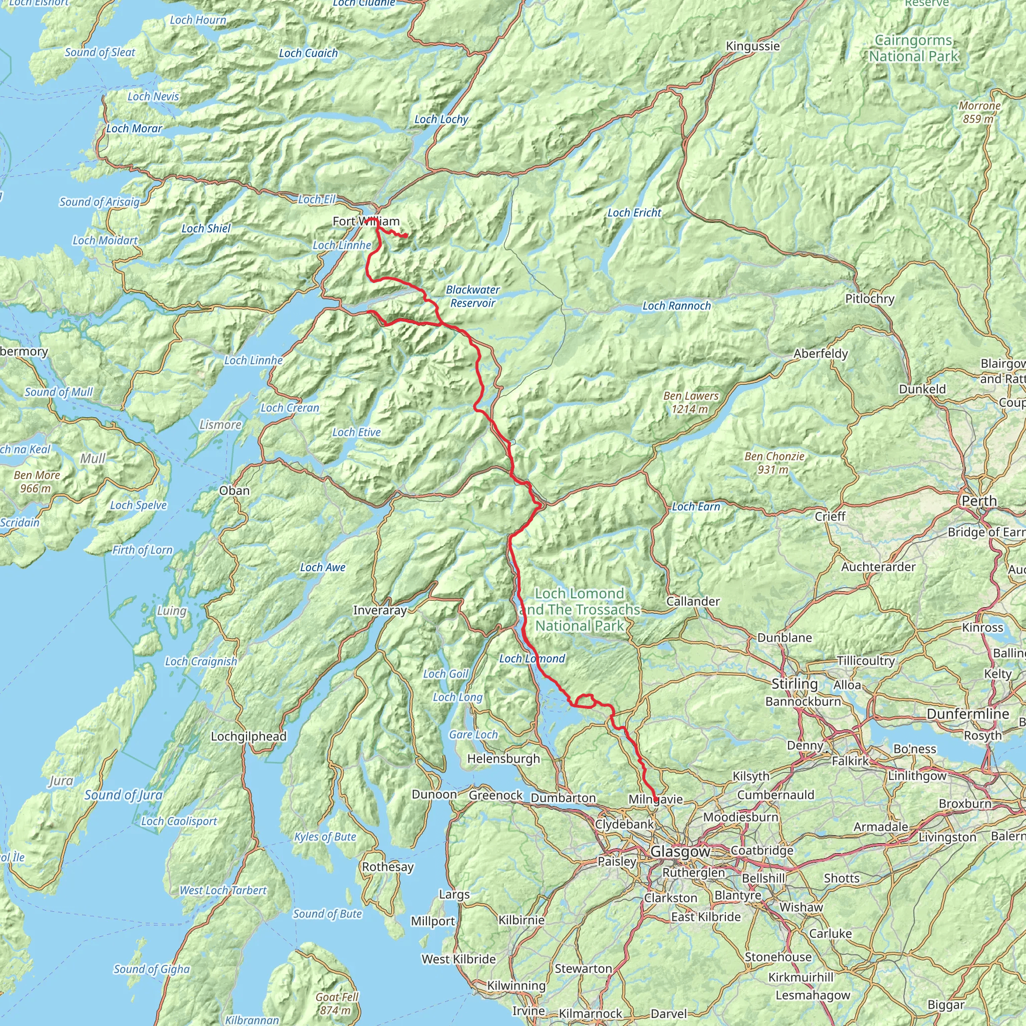 West Highland Way mobile static map