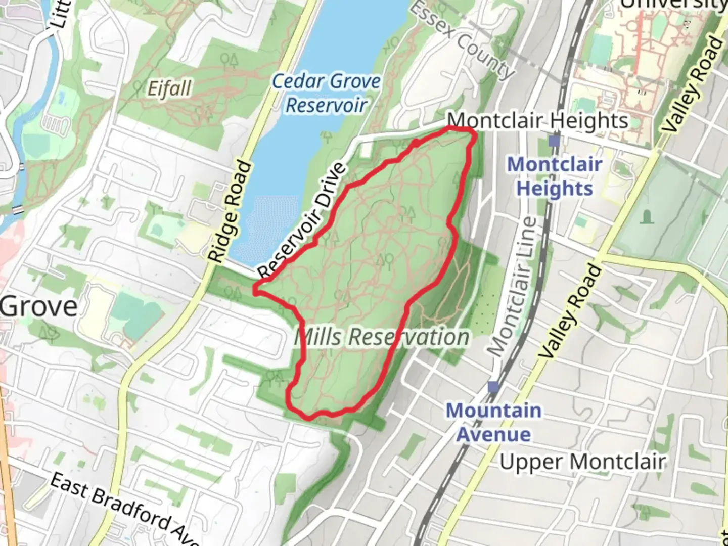 An image depicting the trail Blue Trail and Old Gate to Look Out Loop and its surrounding area.