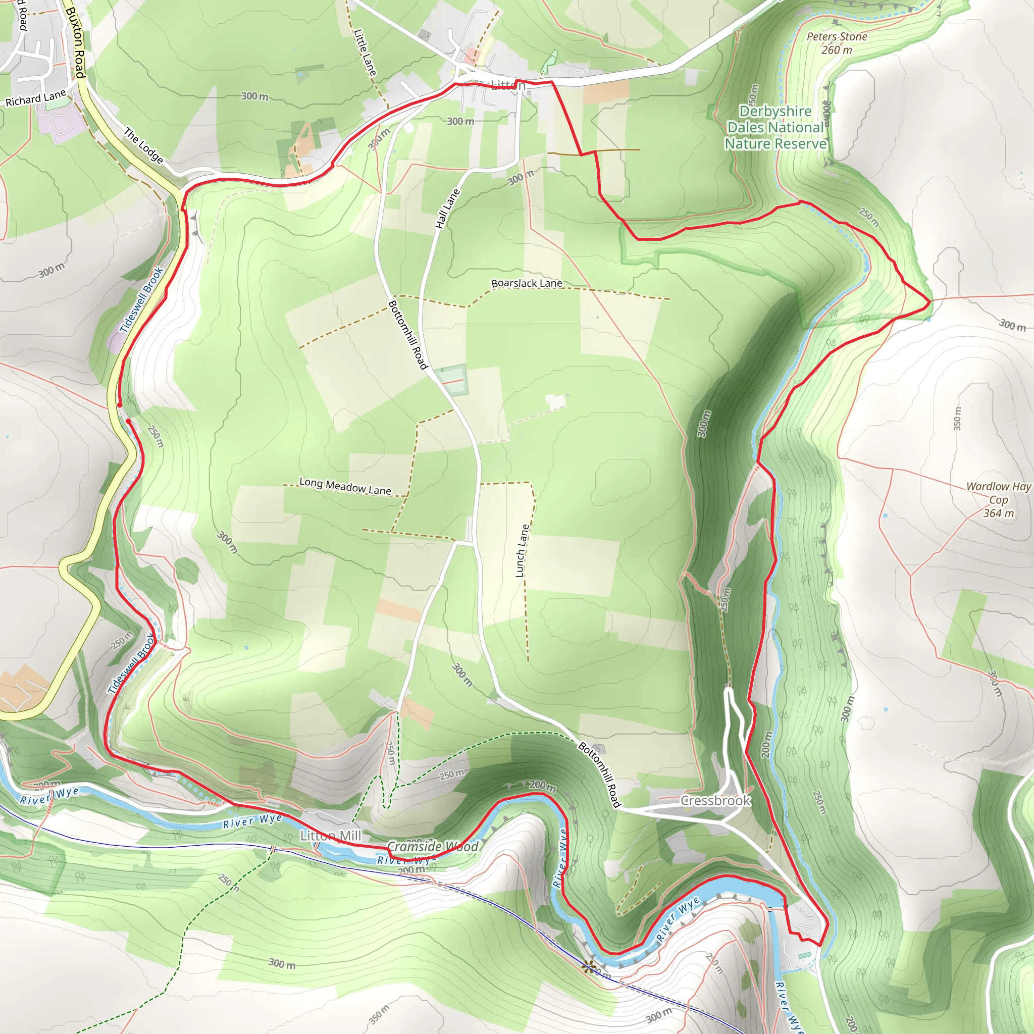 Miller's Dale and Cressbrook Dale from Tideswell Dale mobile static map