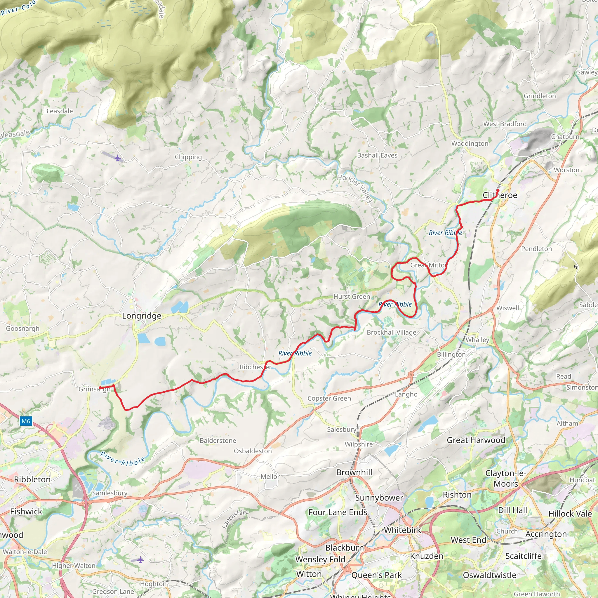 Haugh Wood and Raid Deep Wood via Ribble Way mobile static map