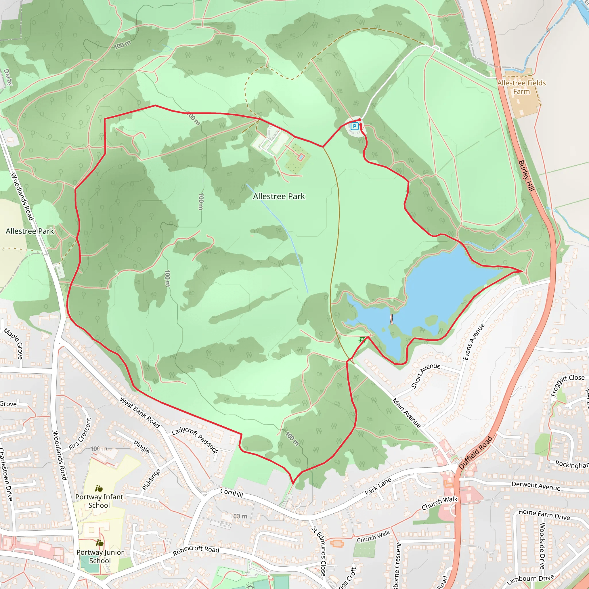Allestree Park Loop mobile static map