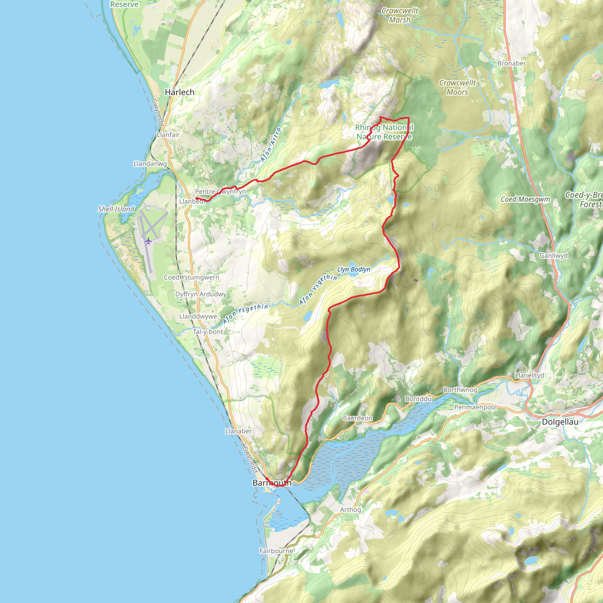Barmouth Station to Llanbedr via Wales Coast Path mobile static map