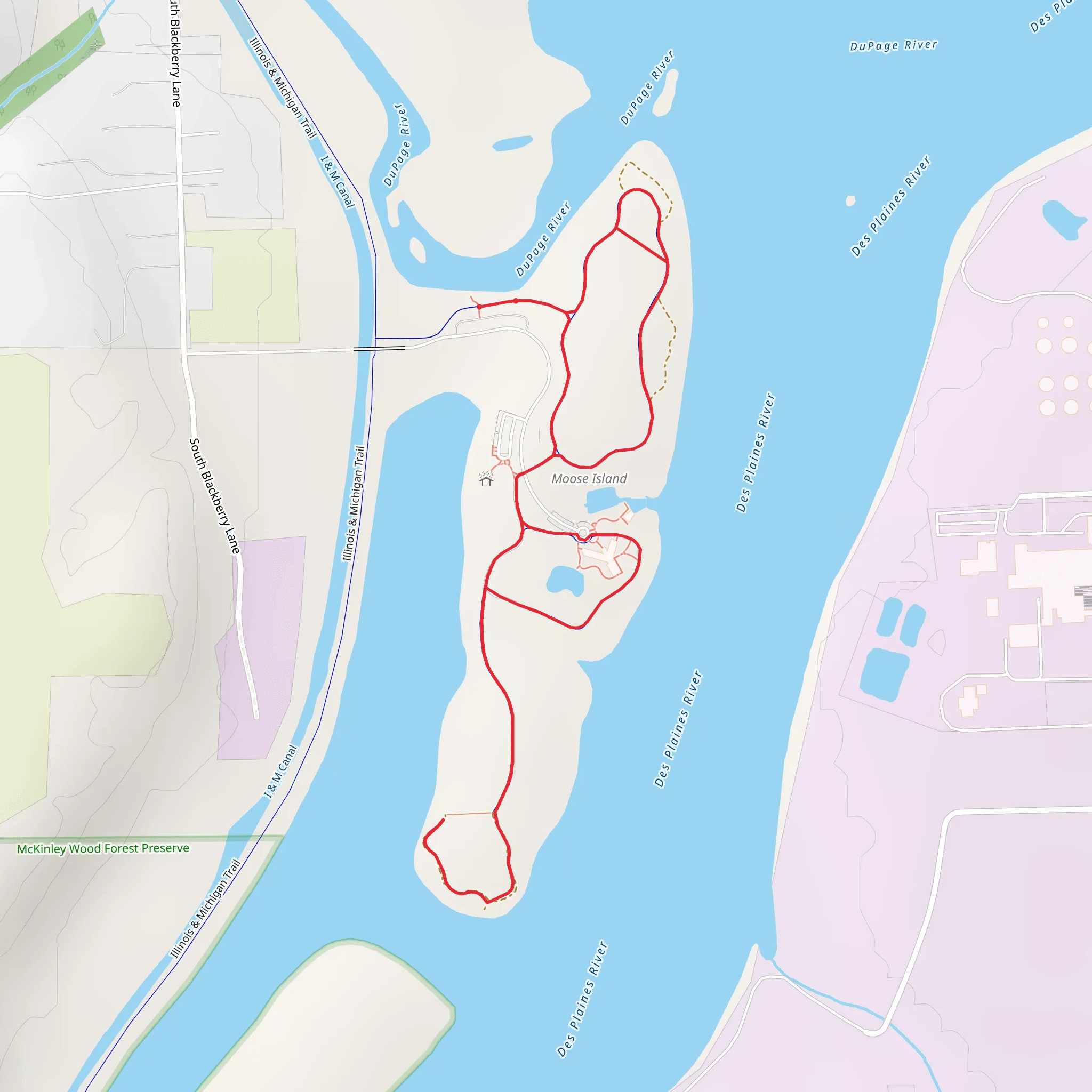 Moose Island and Des Plaines River Loop mobile static map