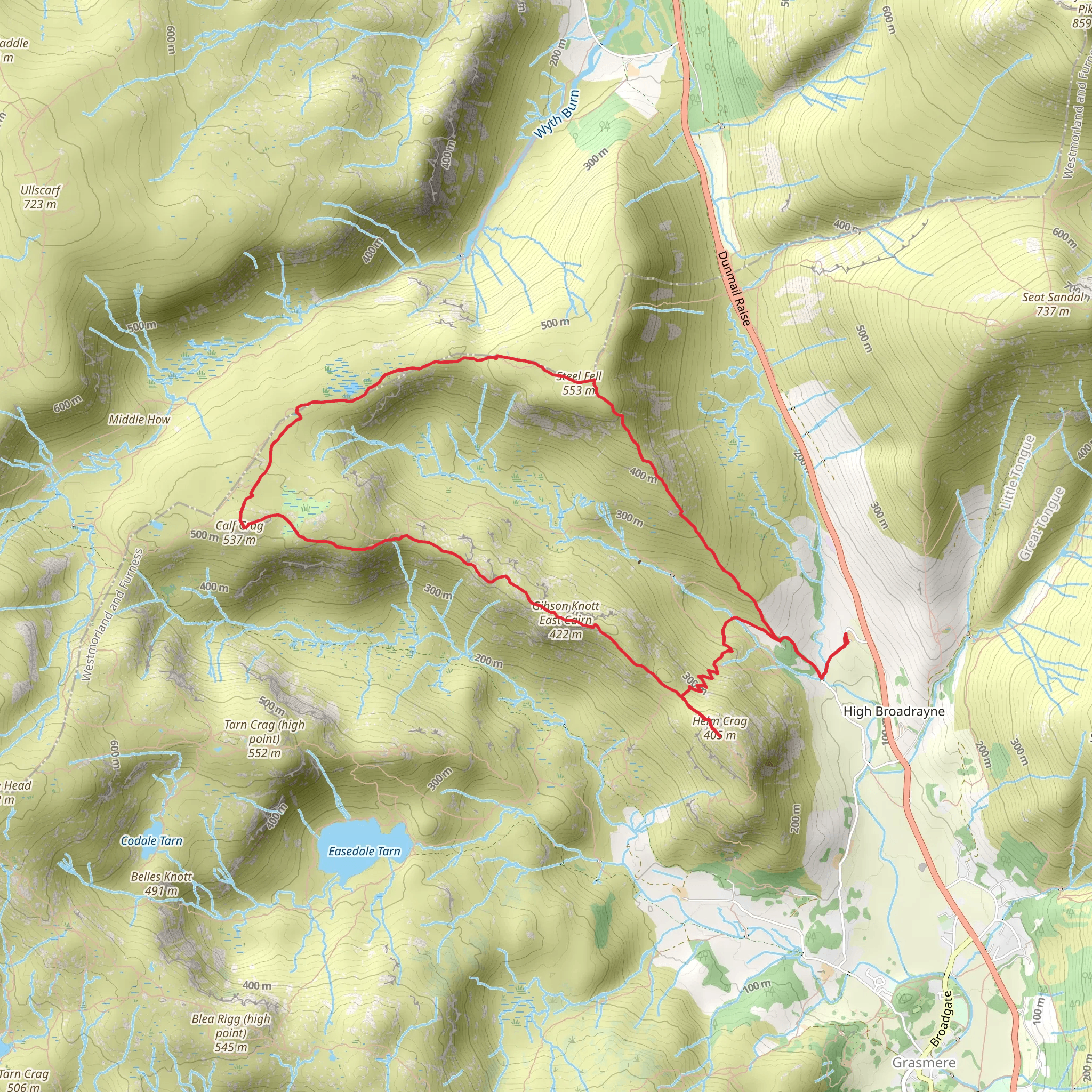 Steel Fell, Gibson Knott and Bracken Hause Loop mobile static map