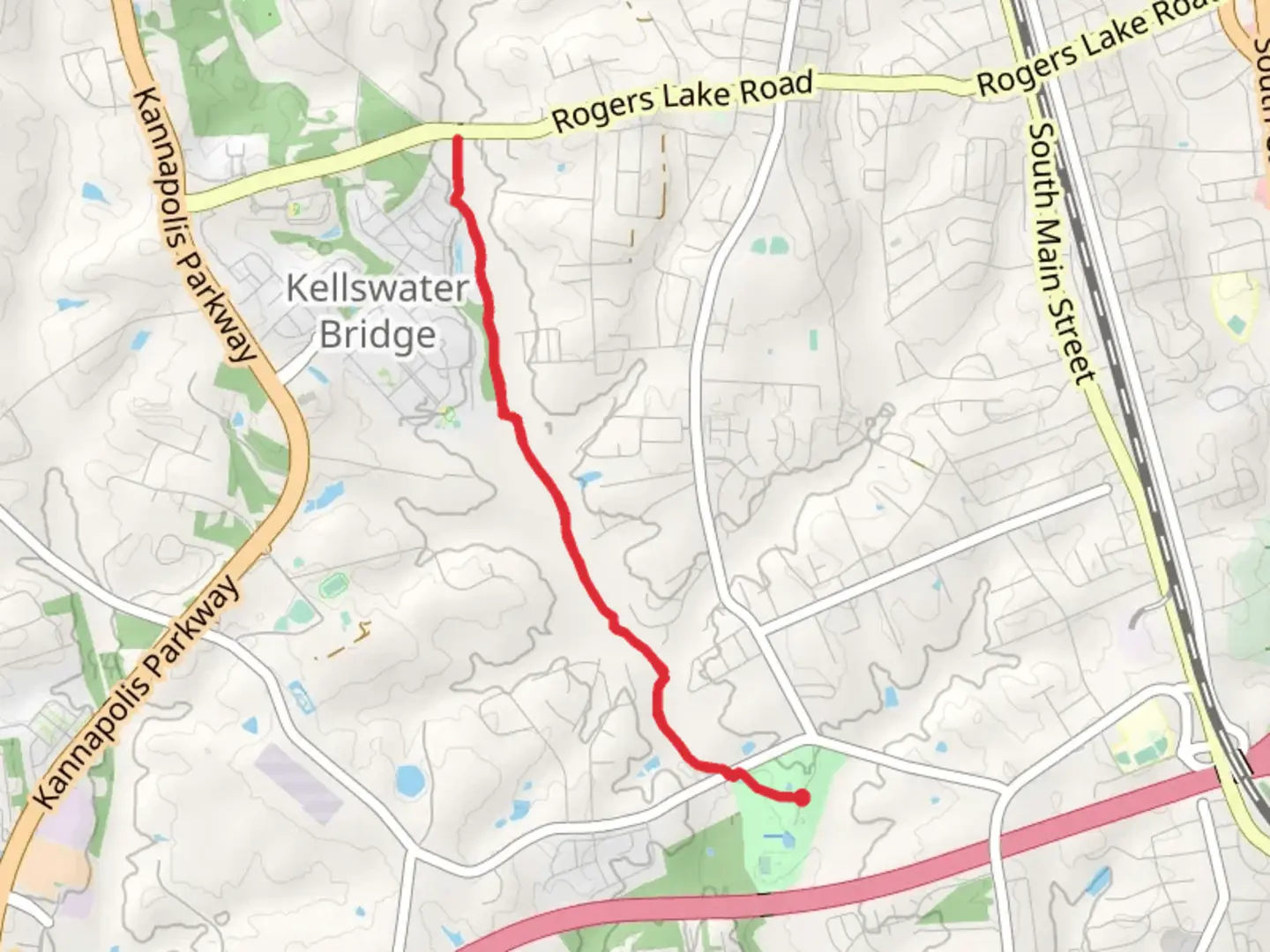 An image depicting the trail Irish Buffalo Creek Greenway - Veterans Park and its surrounding area.