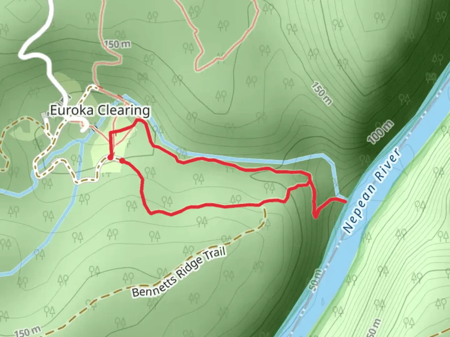 An image depicting the trail Nepean River Track and its surrounding area.