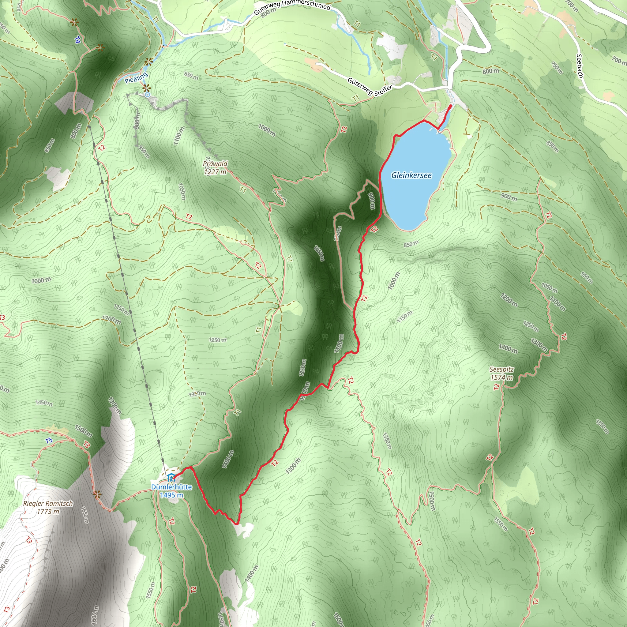Dümlerhütte via Gleinkersee Lake mobile static map