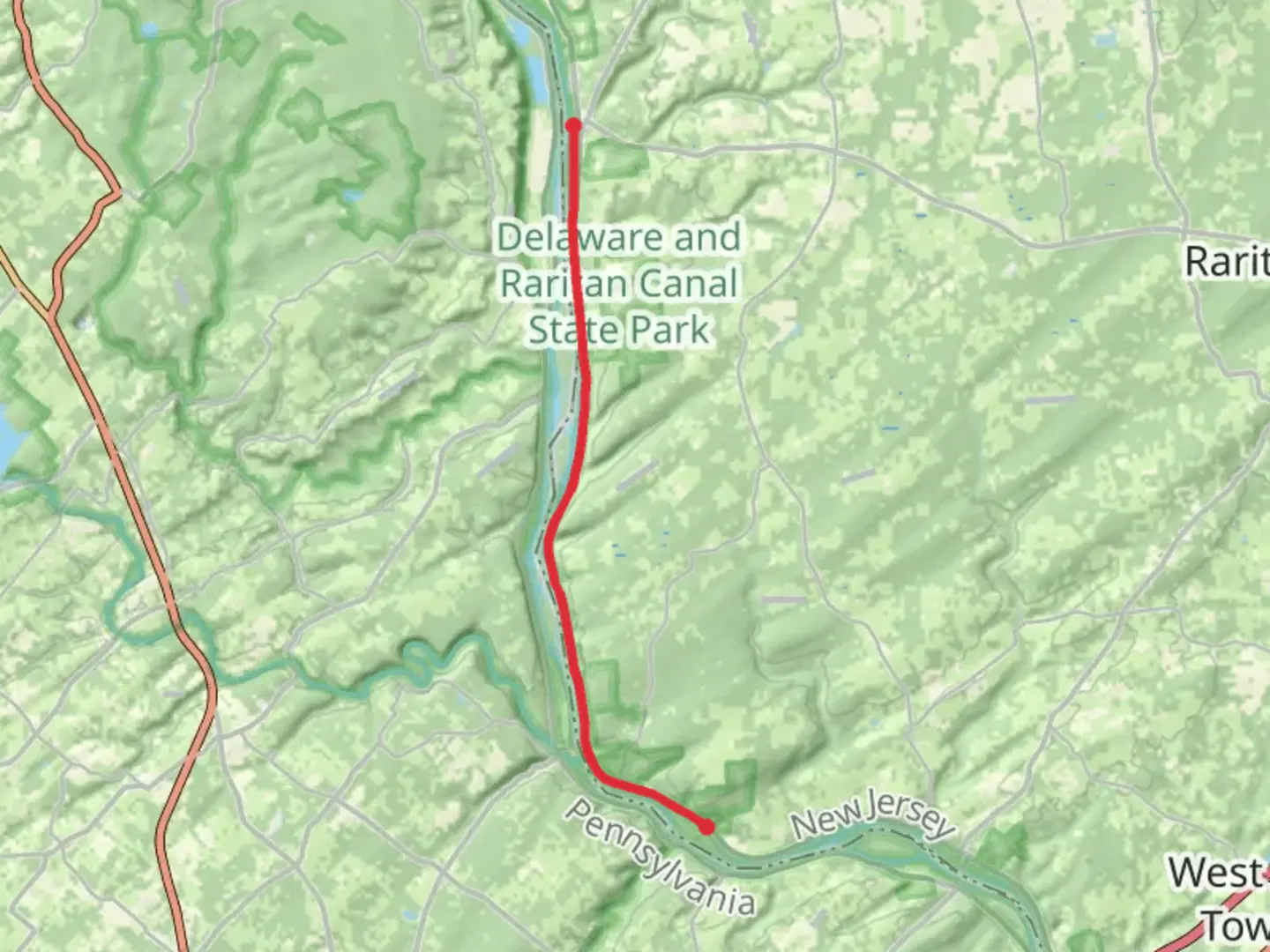 An image depicting the trail NJ State Long Trail - Frenchtown and its surrounding area.