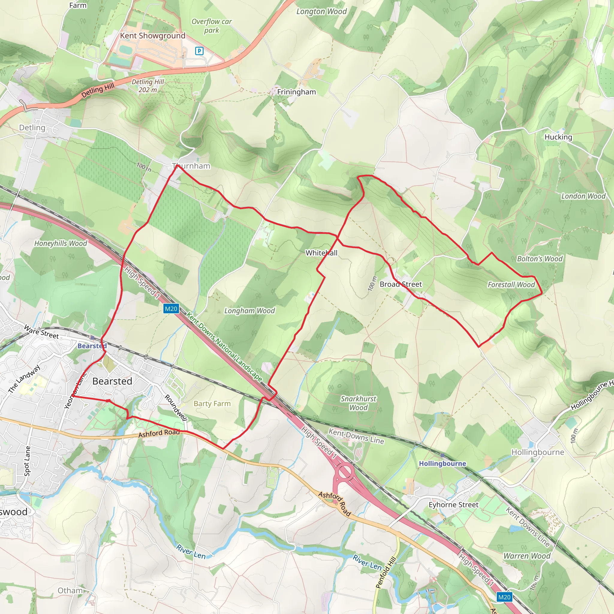 Bearsted and Whitehall Loop mobile static map
