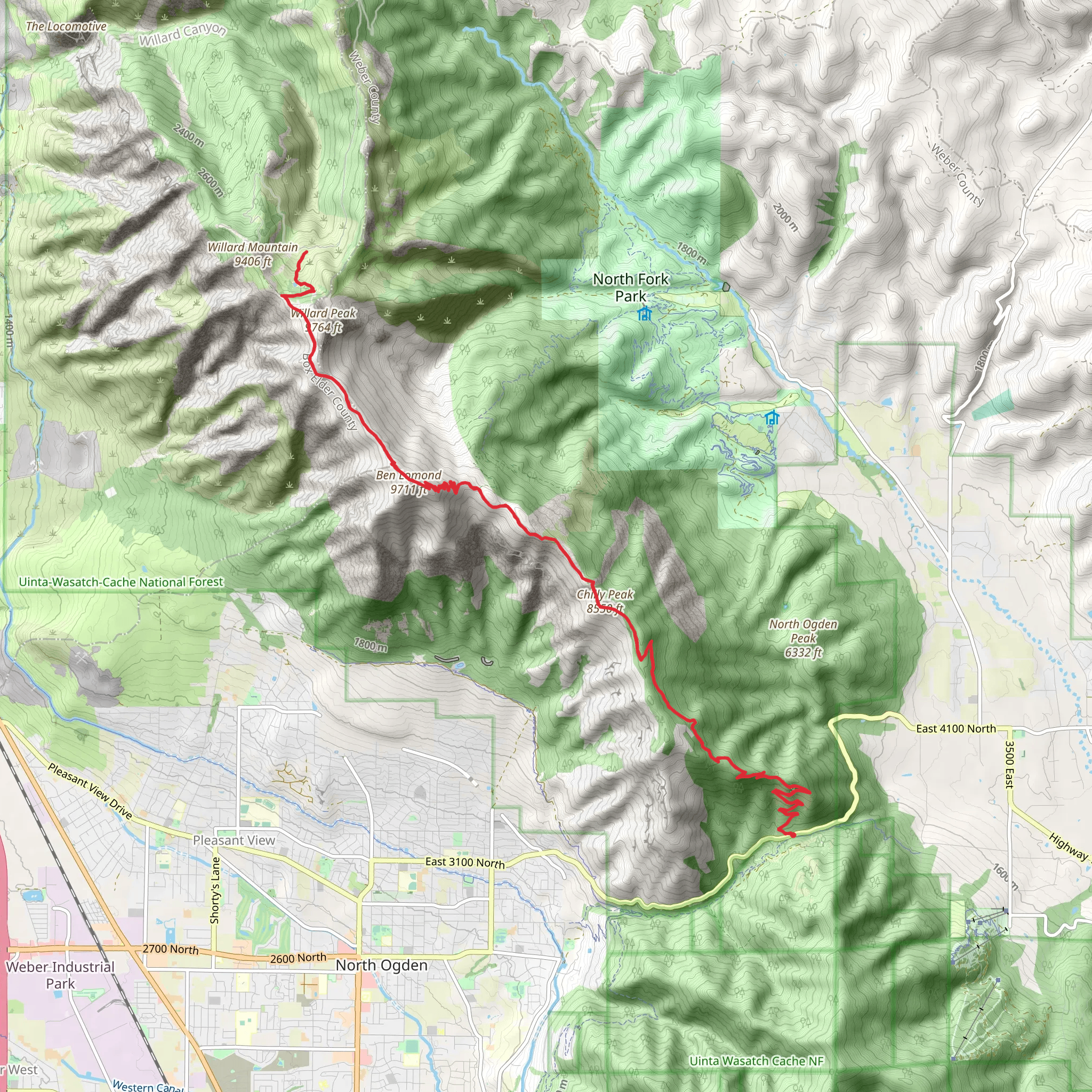 Ben Lomond via Skyline North Trail mobile static map