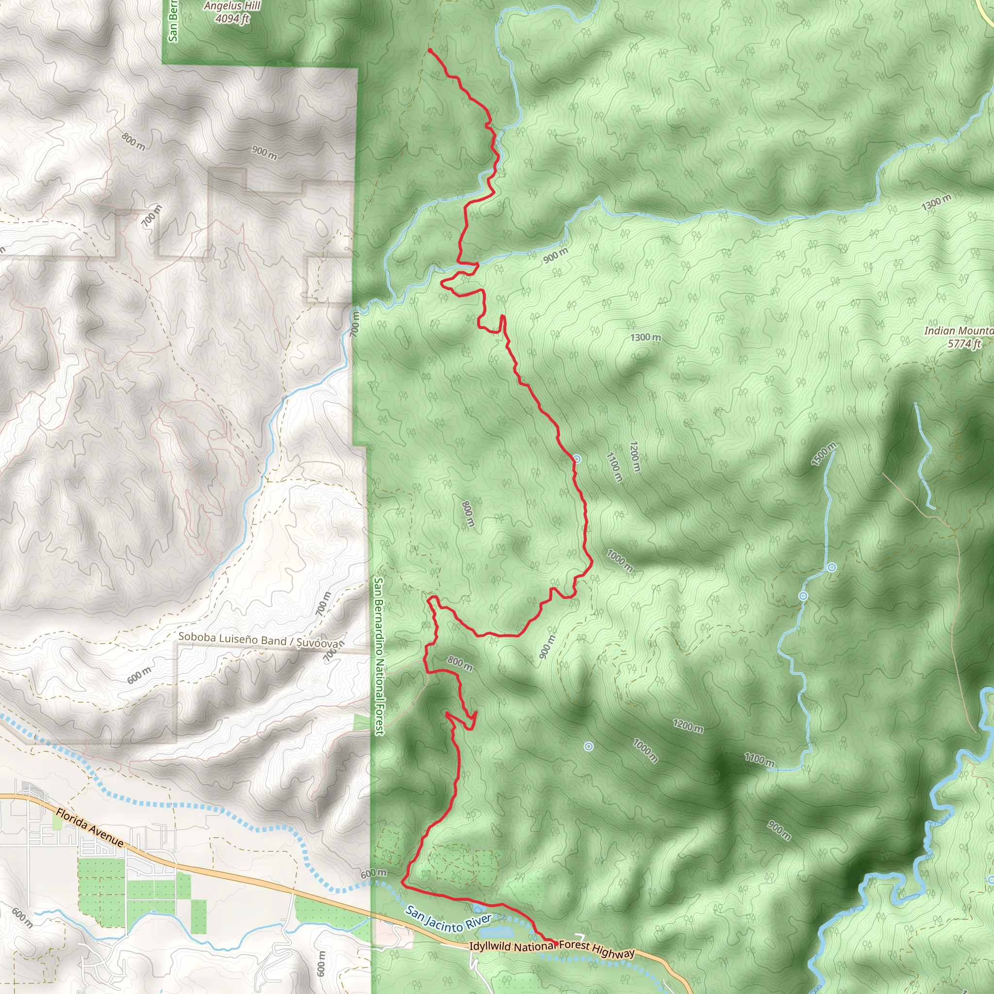 Bee Canyon and East Indian Creek Road mobile static map