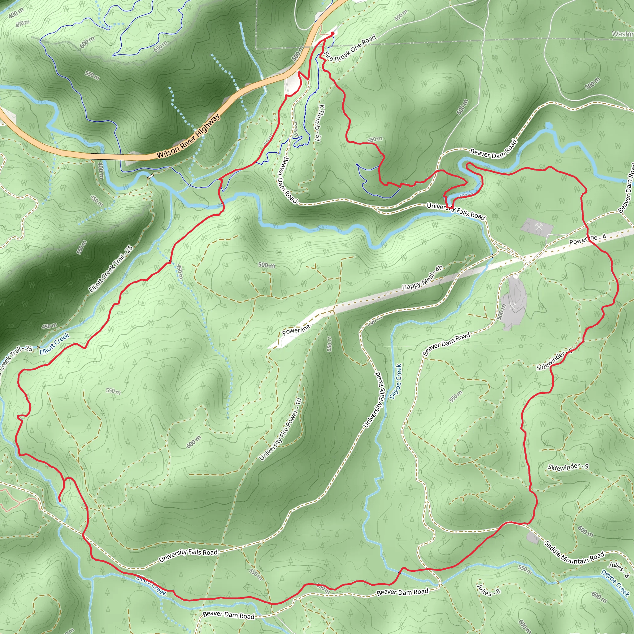 Gravelle Brothers and Wilson River Wagon Road Loop Trail mobile static map