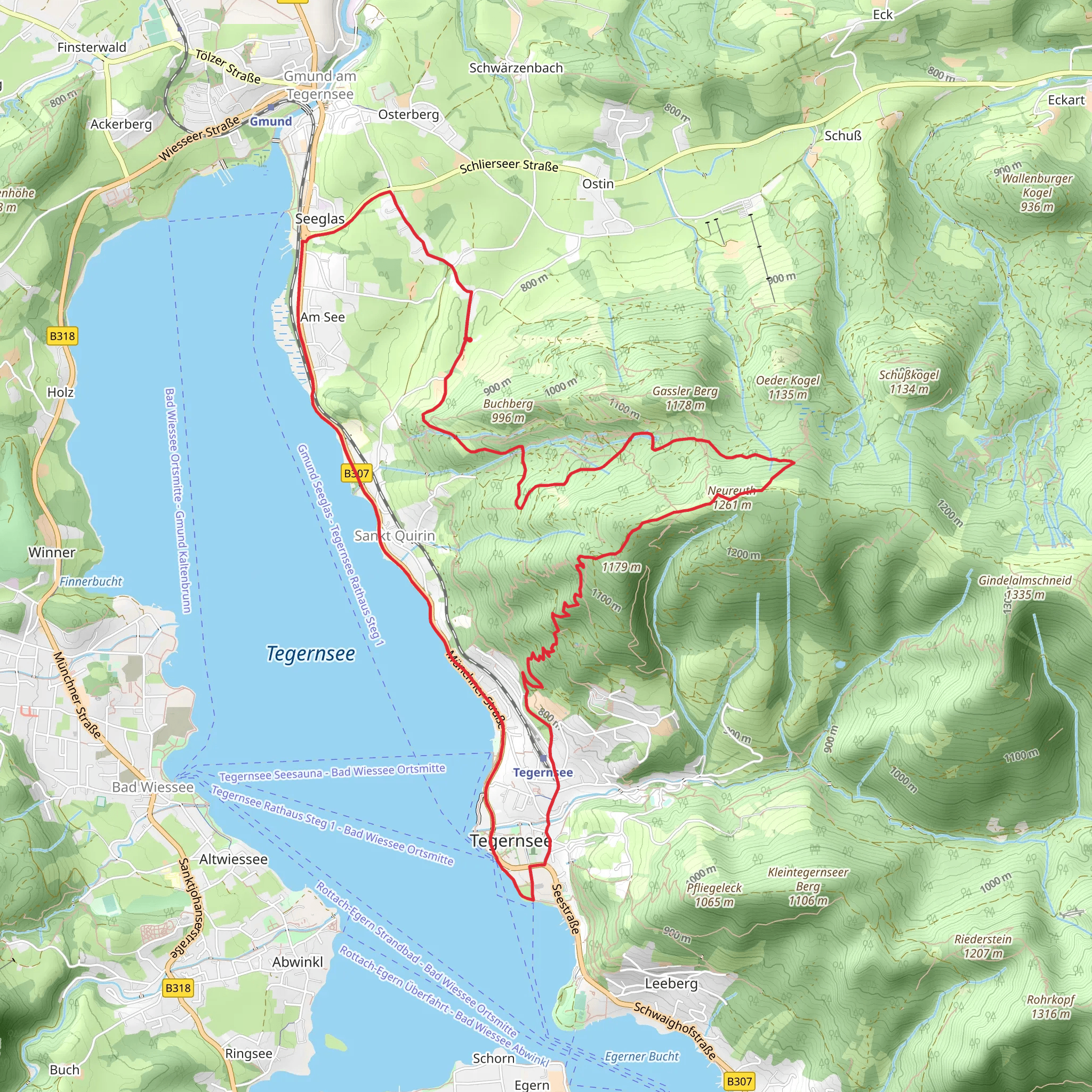 Tegernsee via Sommerweg and Die Alpenueberquerung Loop mobile static map