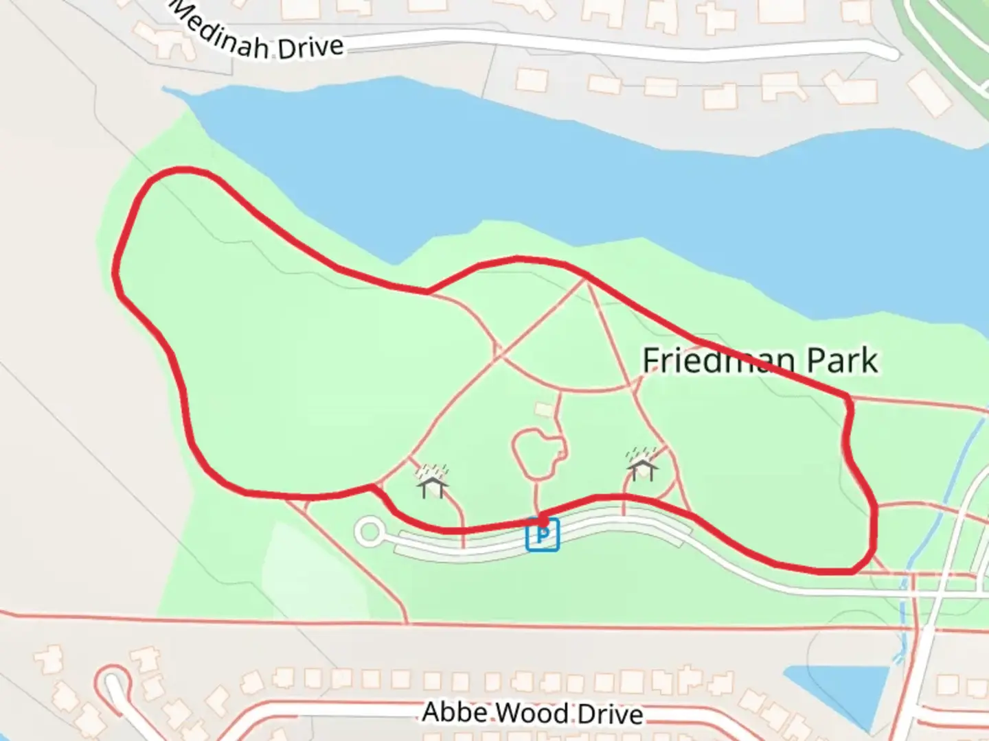 An image depicting the trail Medinah Drive Loop and its surrounding area.