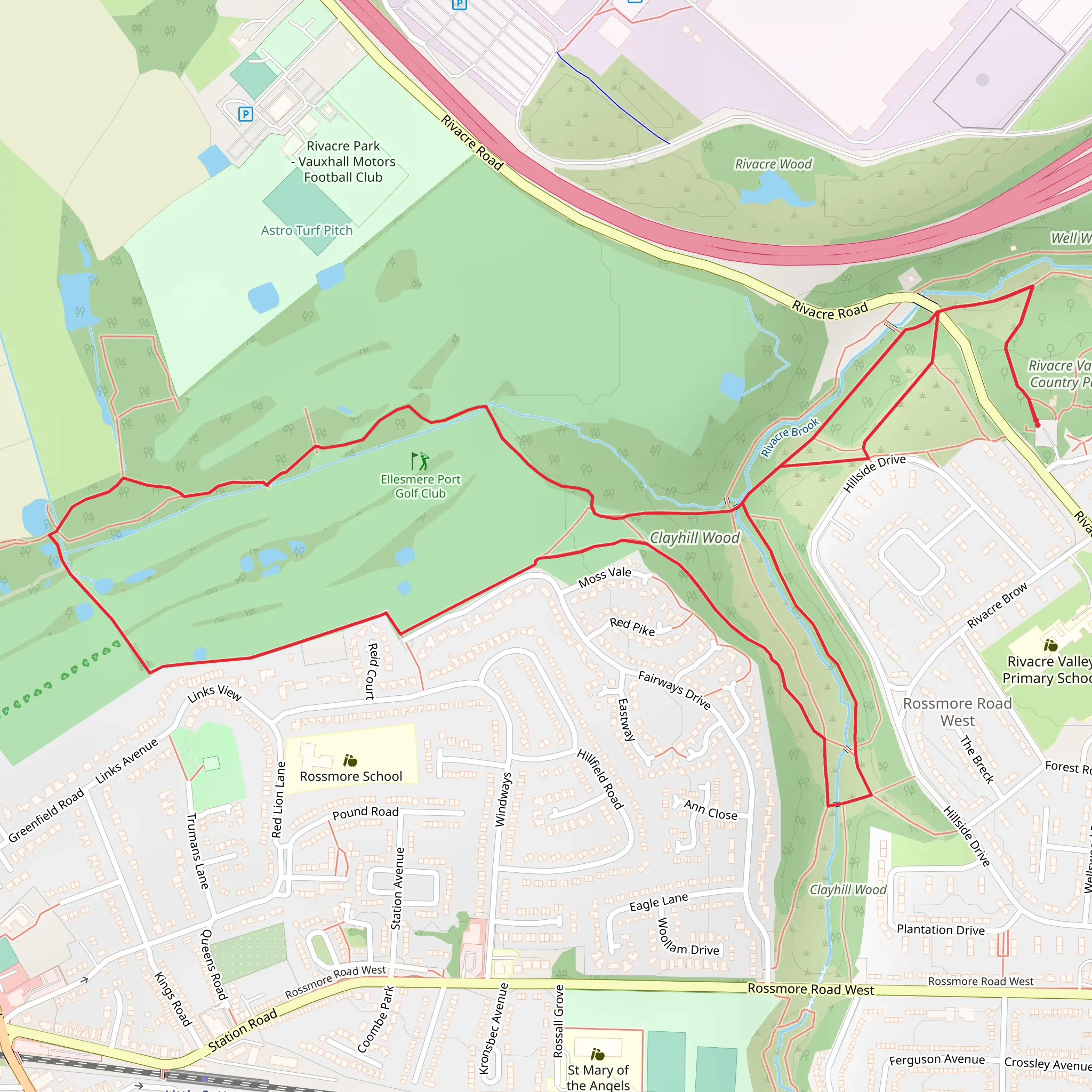 Clayhill Wood and Rivacre Valley Country Park mobile static map