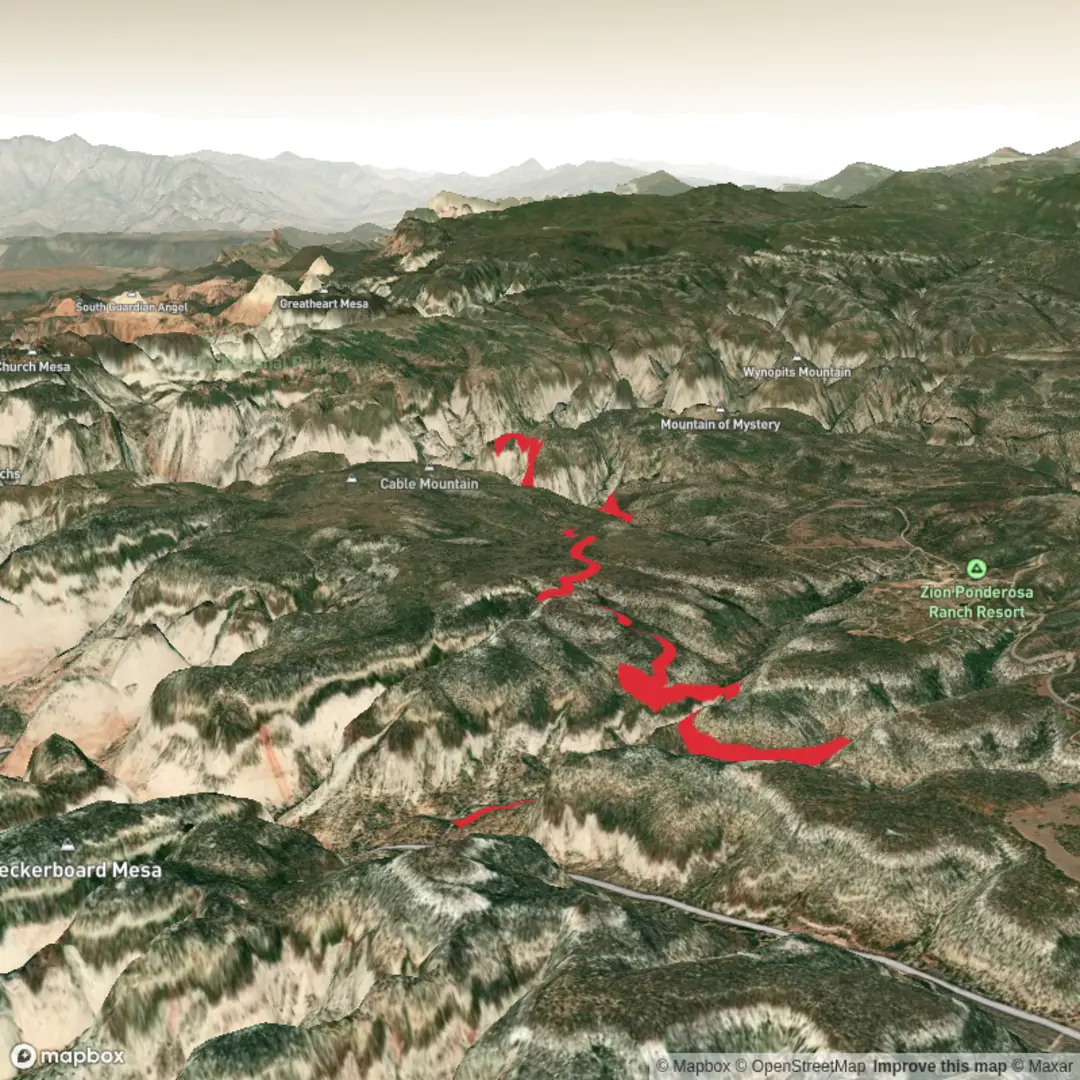 An image depicting the trail East Rim to Observation Point and its surrounding area.