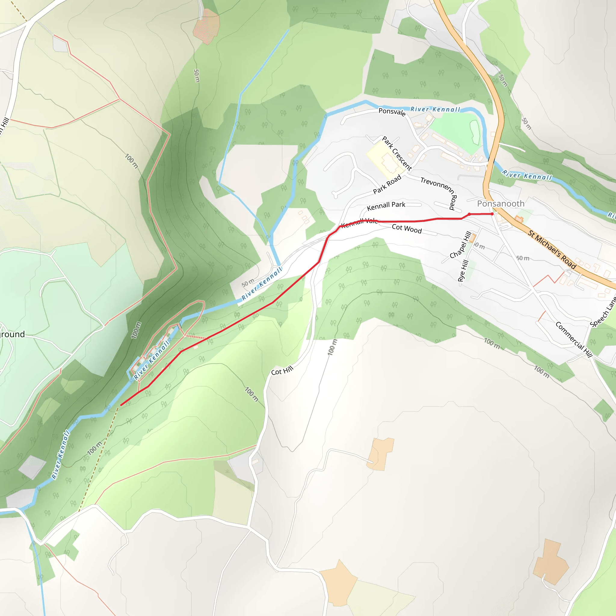Kennall Vale Walk mobile static map