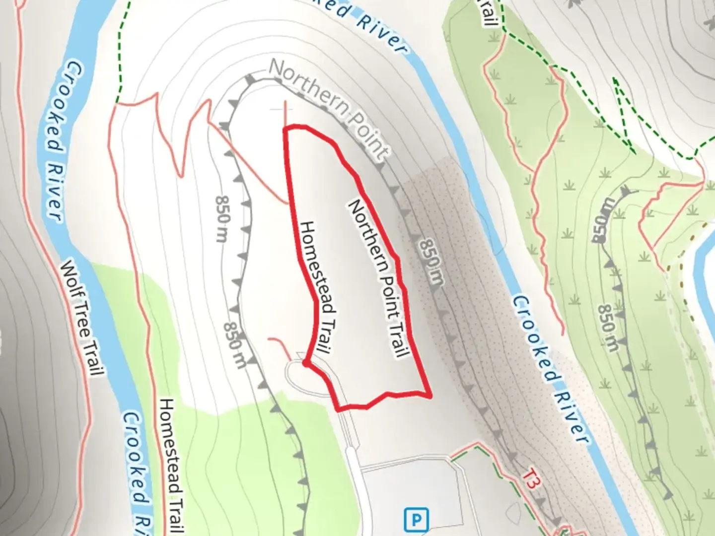 An image depicting the trail Northern Point Loop and its surrounding area.