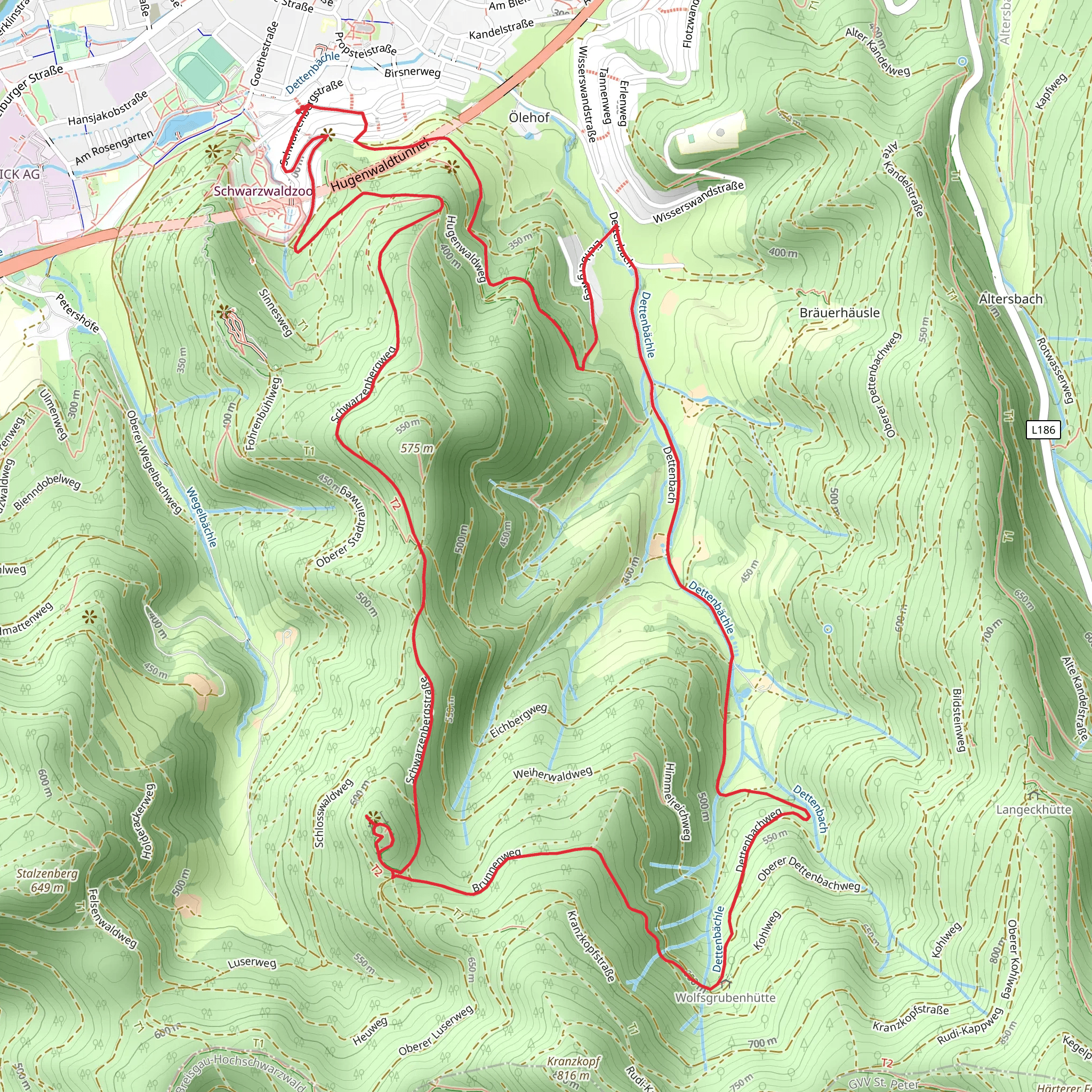 Hugenwaldweg and Schwarzenber mobile static map