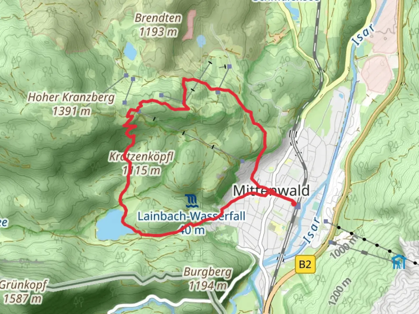 An image depicting the trail Lautersee and Badeplatz via Barfusspfad and its surrounding area.