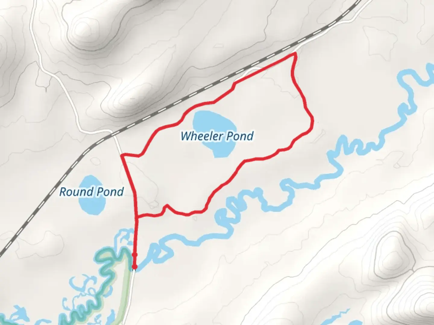 An image depicting the trail Wheeler Pond Loop Trail and its surrounding area.