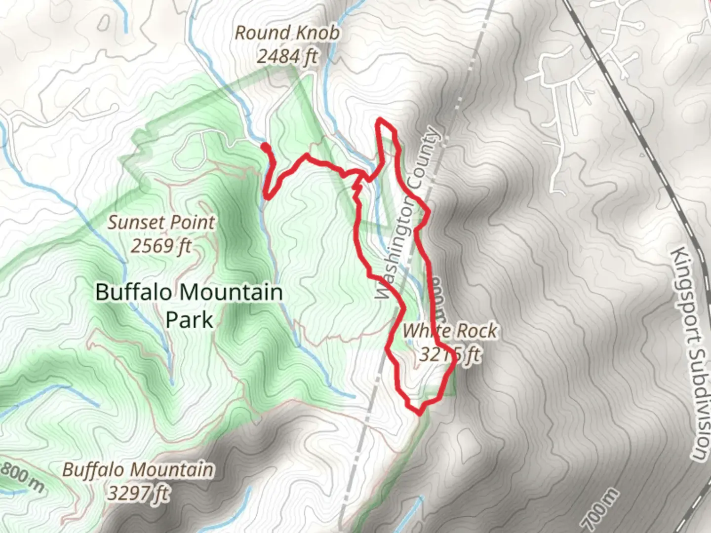 An image depicting the trail White Rock Loop and its surrounding area.