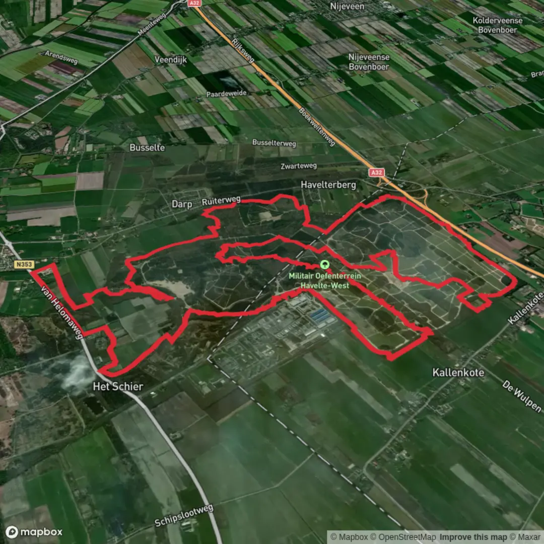 An image depicting the trail Kamperzand and Havelte West Loop and its surrounding area.