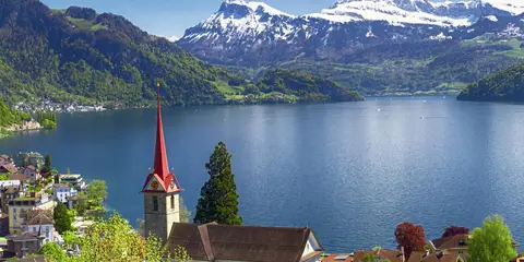 An image depicting the trail Camino Blumberg-Geneva via Winterthur and its surrounding area.
